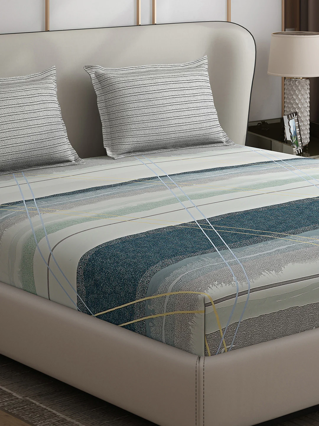 110 GSM Polyester Double Bed 1 Bedsheet with 2 Pillow Covers (Aromatic) - Updated - Updated - Updated