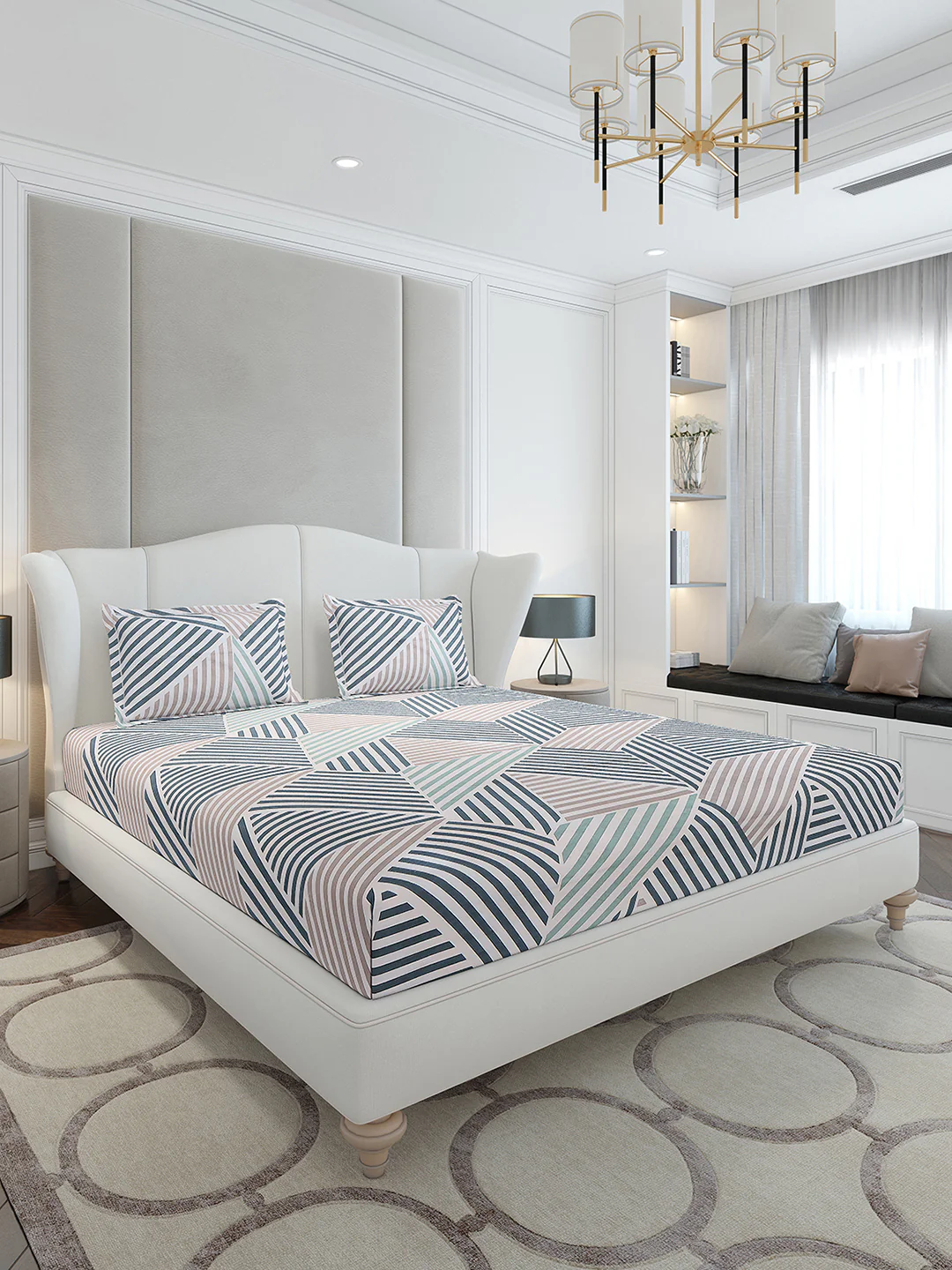 120 GSM Polyester Queen Size 1 Bedsheet with 2 Pillow Covers (Occasion)