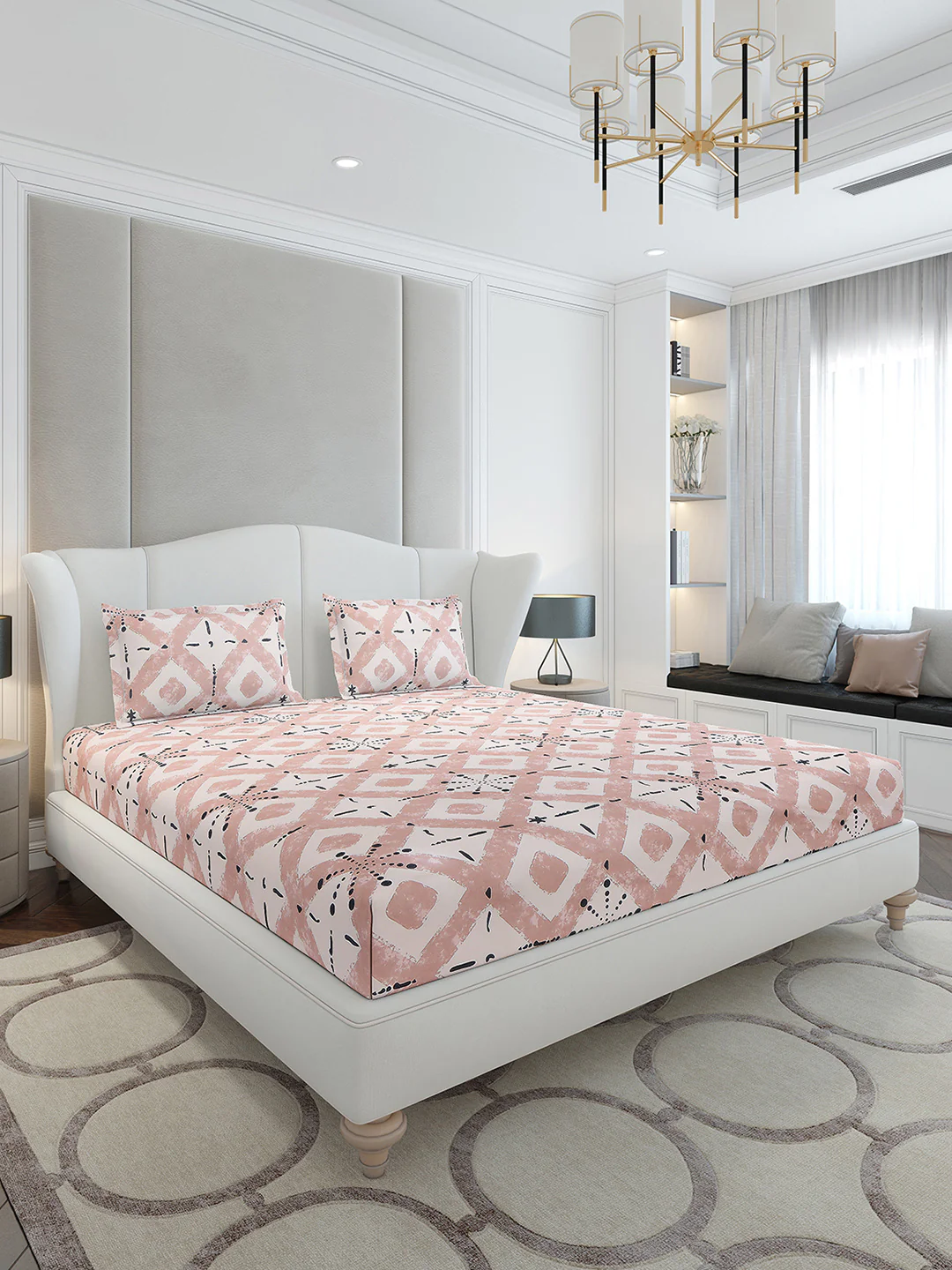 120 GSM Polyester Queen Size 1 Bedsheet with 2 Pillow Covers (Occasion)