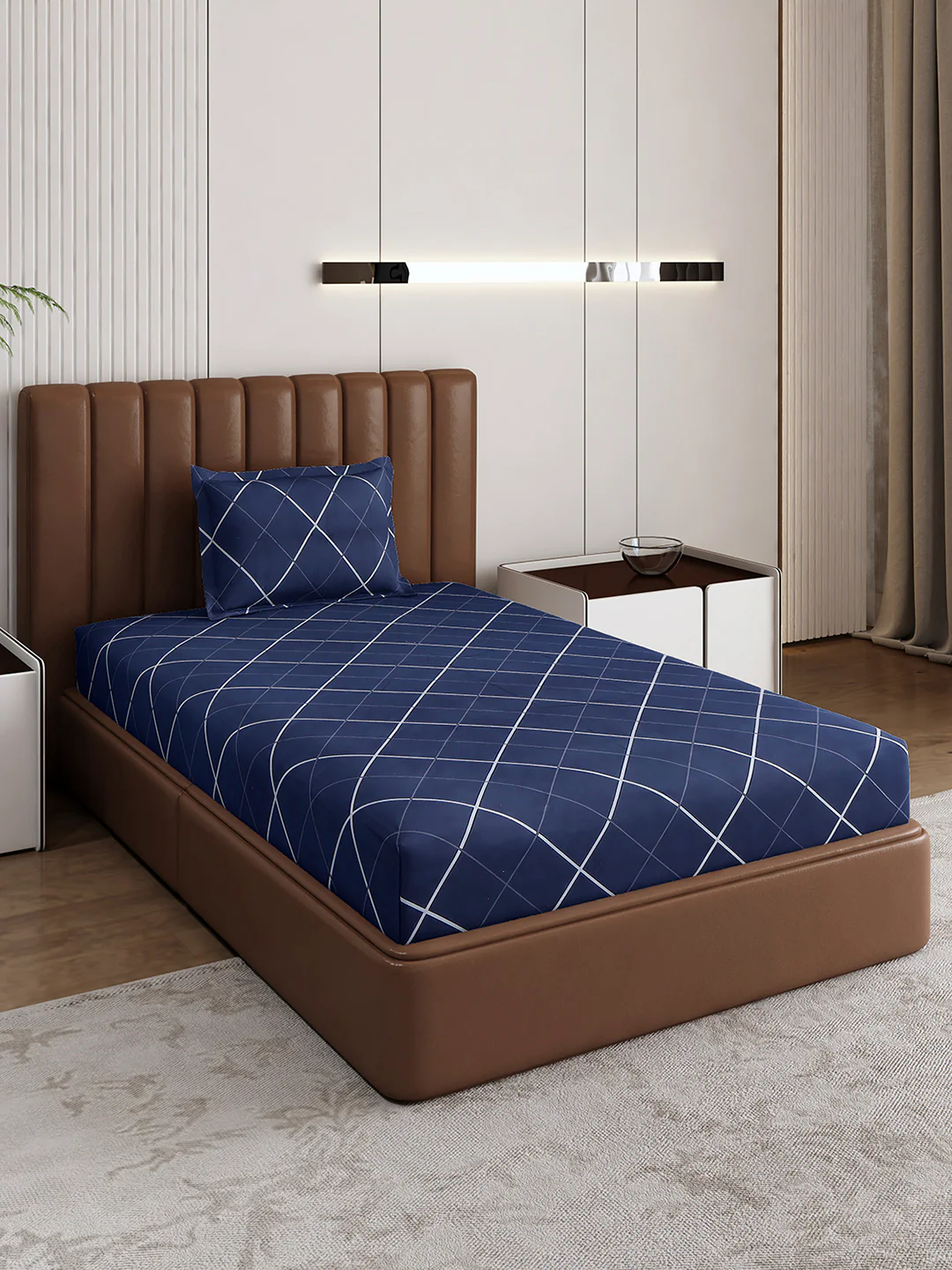 120 GSM Polyester Single Bedsheet with 1 Pillow Cover (Pixel)