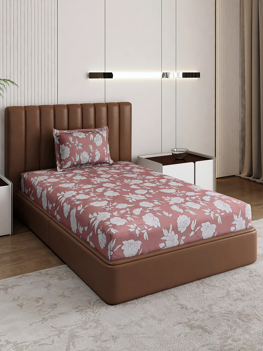 120 GSM Polyester Single Bedsheet with 1 Pillow Cover (Pixel)