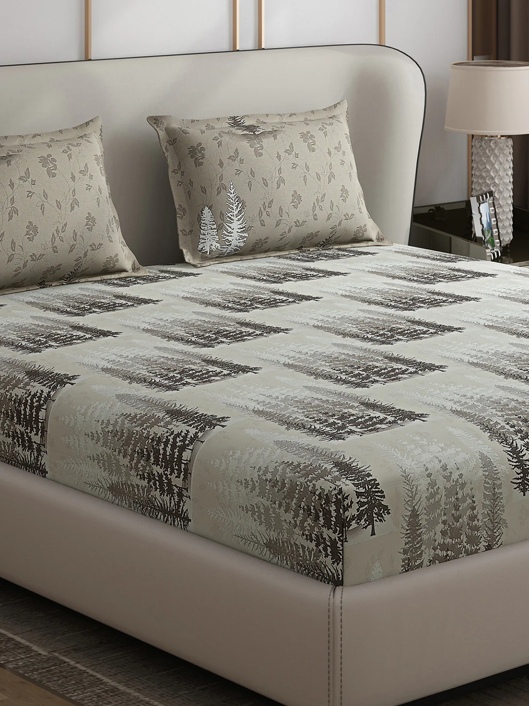 130 GSM Polyester Double Bed 1 Bedsheet with 2 Pillow Covers (Edmond)