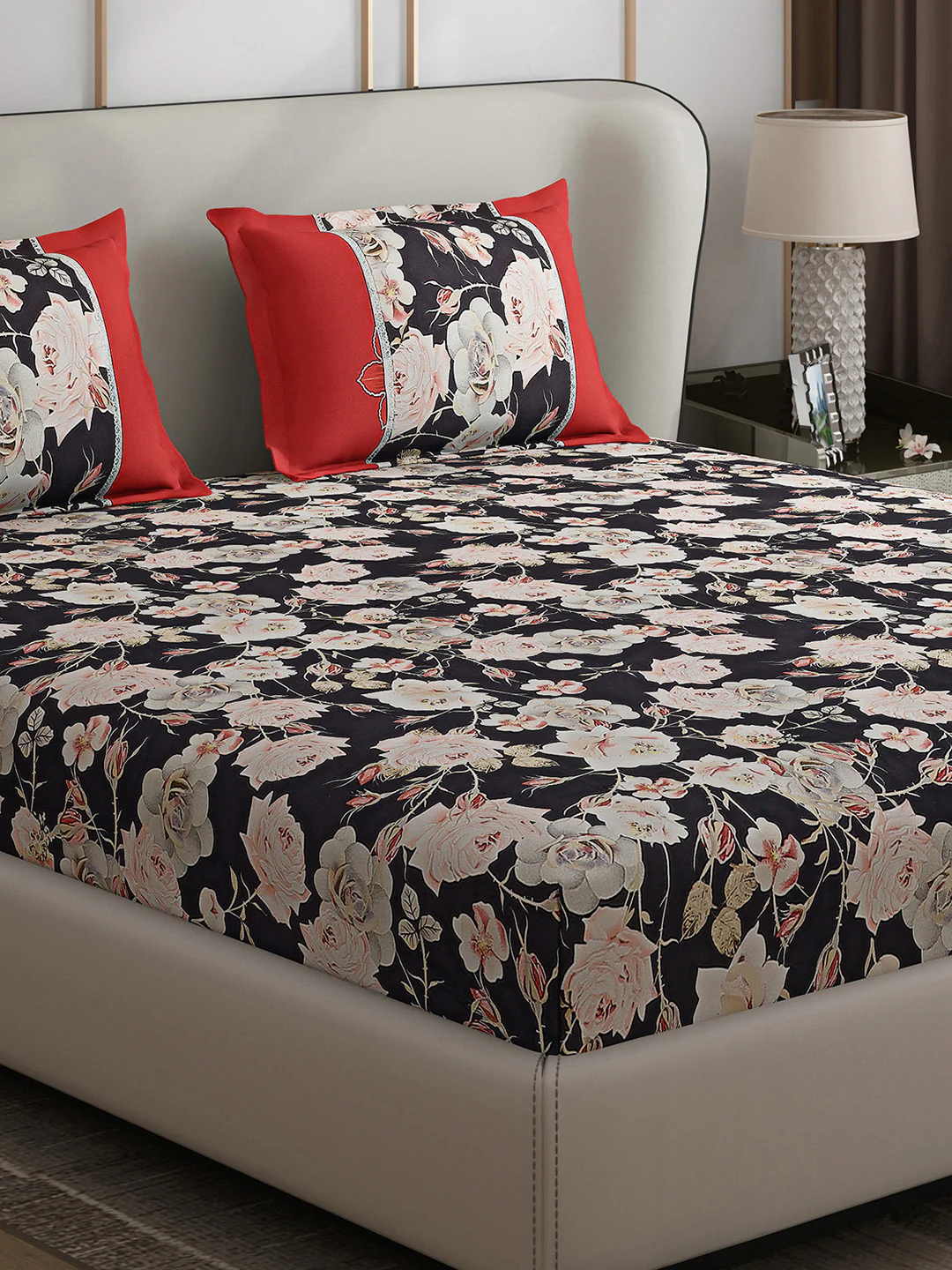 130 GSM Polyester Double Bed 1 Bedsheet with 2 Pillow Covers (Vibrant)