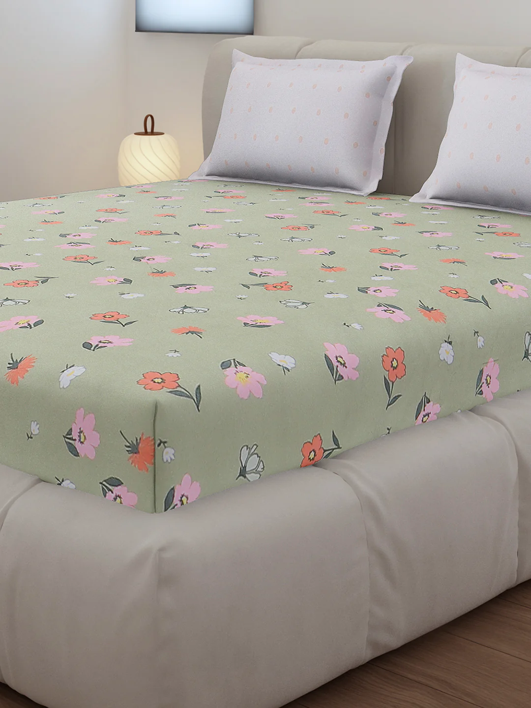 130 GSM Polyester King Size 1 Bedsheet with 2 Pillow Covers (Edmond)