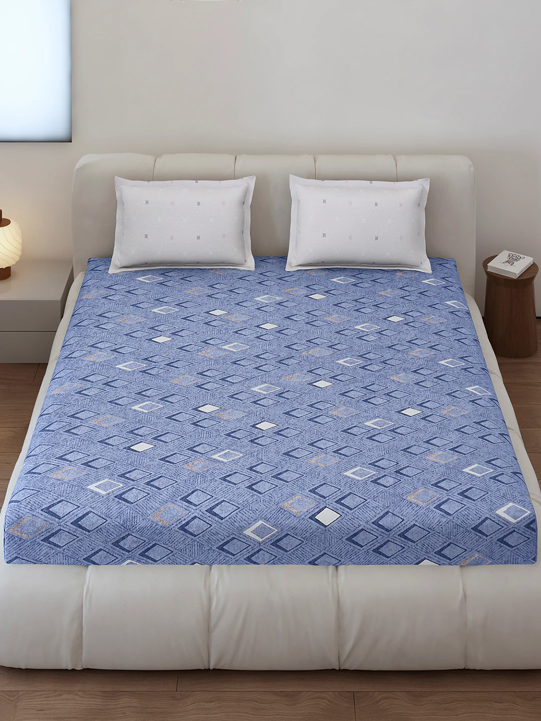 130 GSM Polyester King Size 1 Bedsheet with 2 Pillow Covers (Edmond)