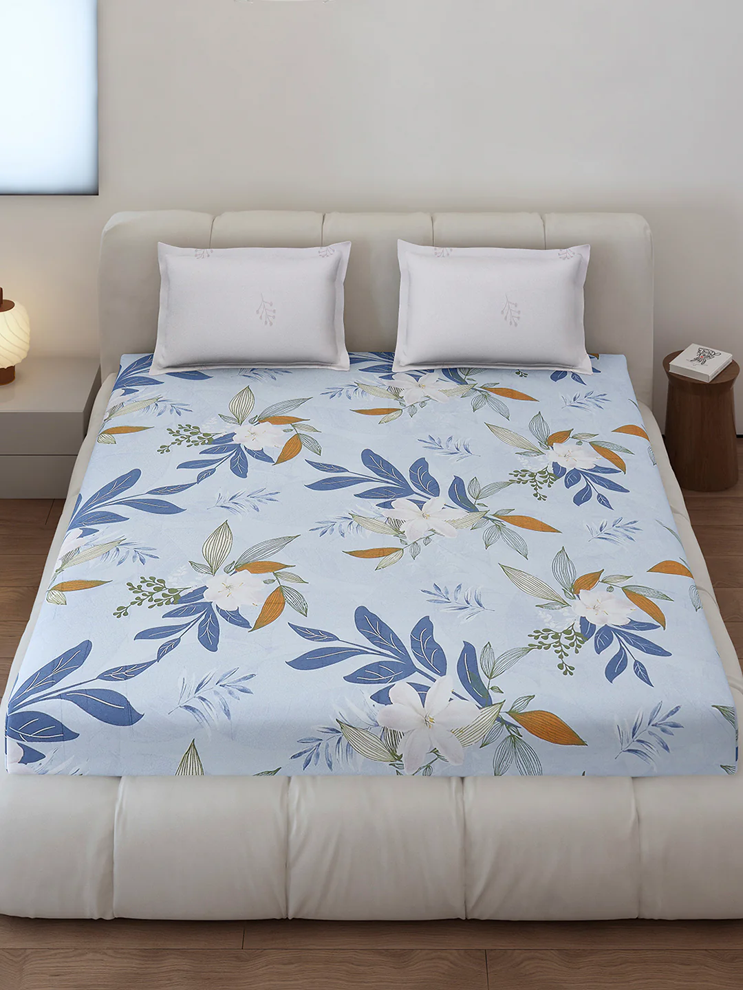 130 GSM Polyester King Size 1 Bedsheet with 2 Pillow Covers (Edmond)
