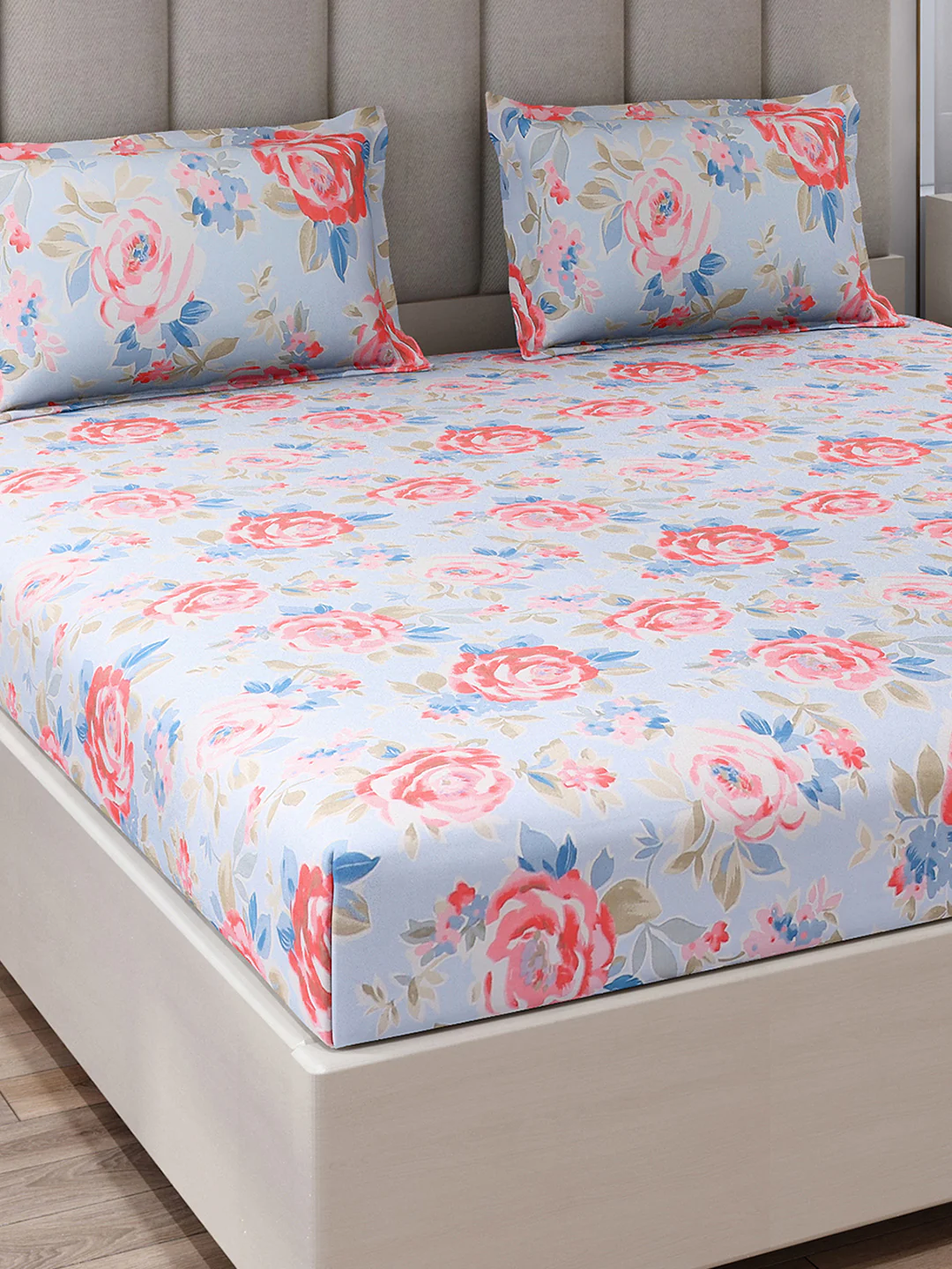 130 GSM Polyester King Size 1 Bedsheet with 2 Pillow Covers (Royal King)