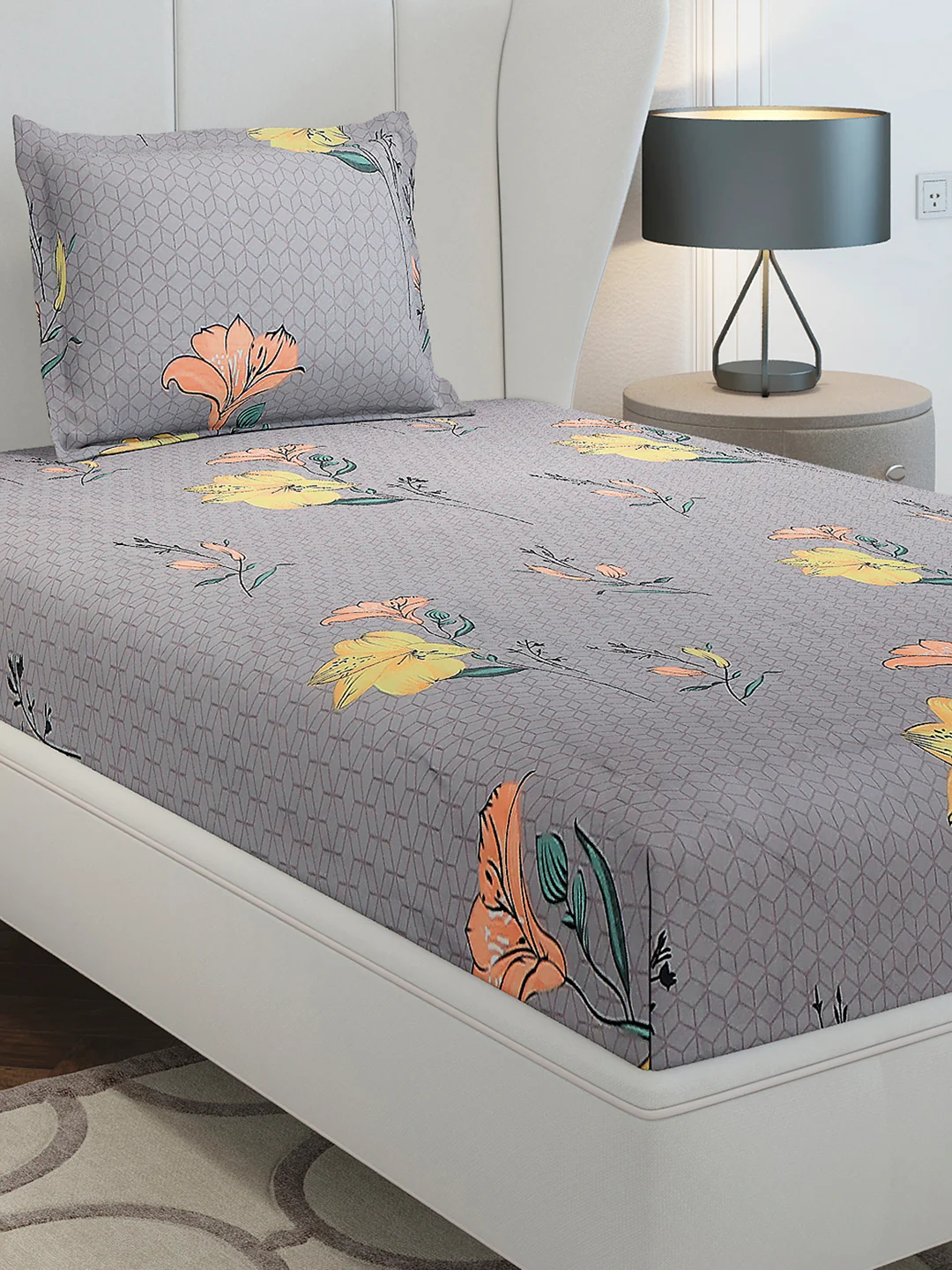 130 GSM Polyester Single Bedsheet with 1 Pillow Cover (Decoy)