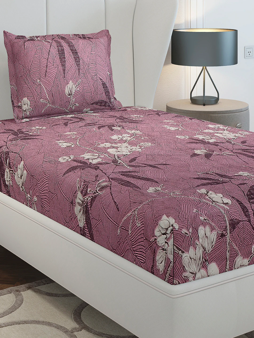 130 GSM Polyester Single Bedsheet with 1 Pillow Cover (Decoy)