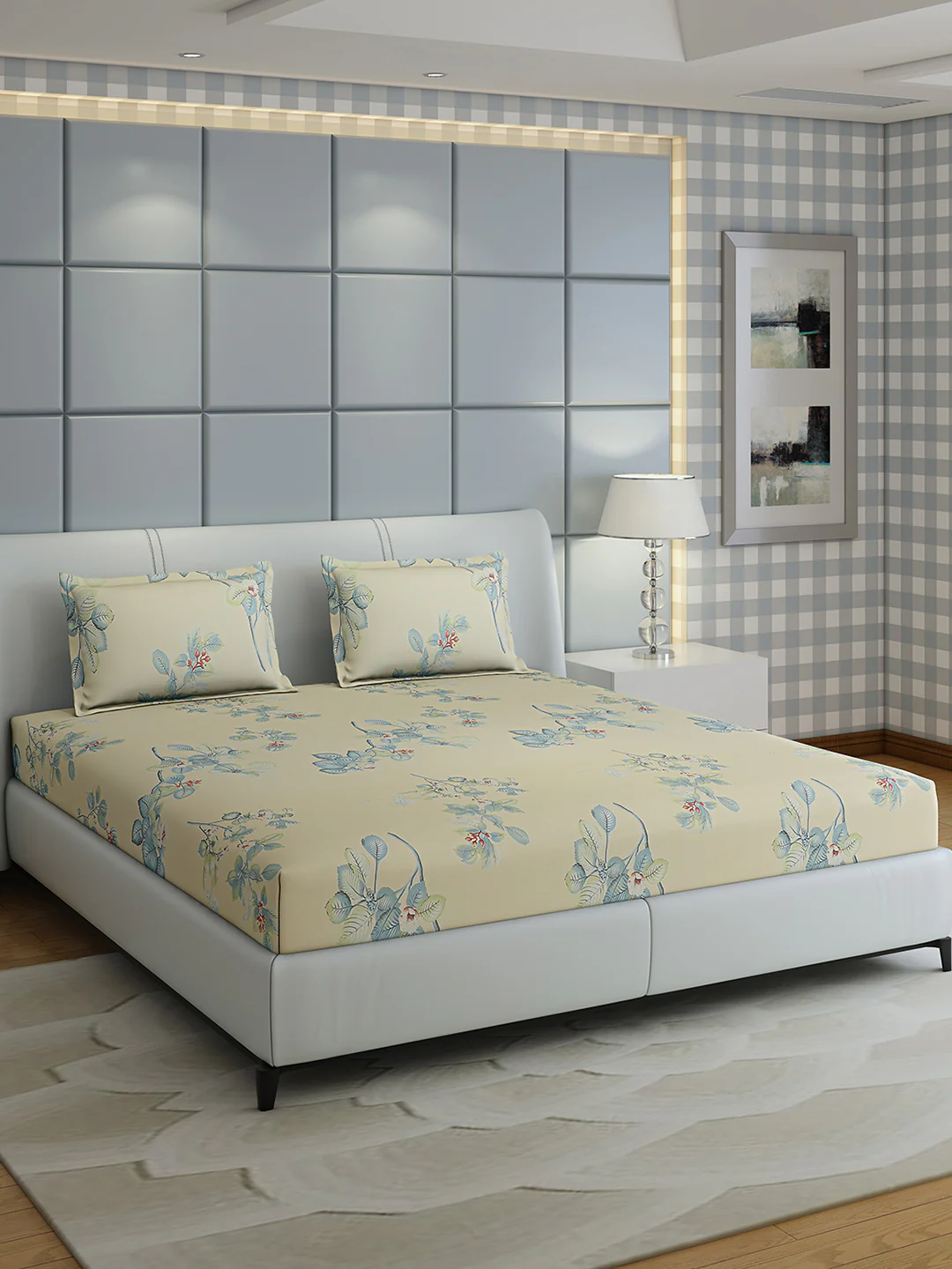 144 TC Cotton Double Bed 1 Bedsheet with 2 Pillow Covers (Fashnik)