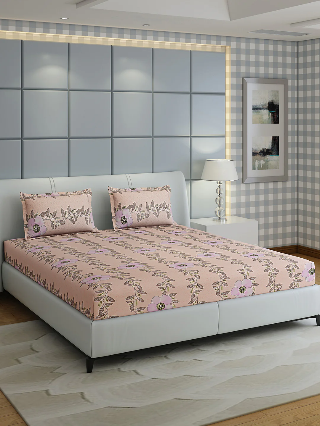 144 TC Cotton Double Bed 1 Bedsheet with 2 Pillow Covers (Fashnik)