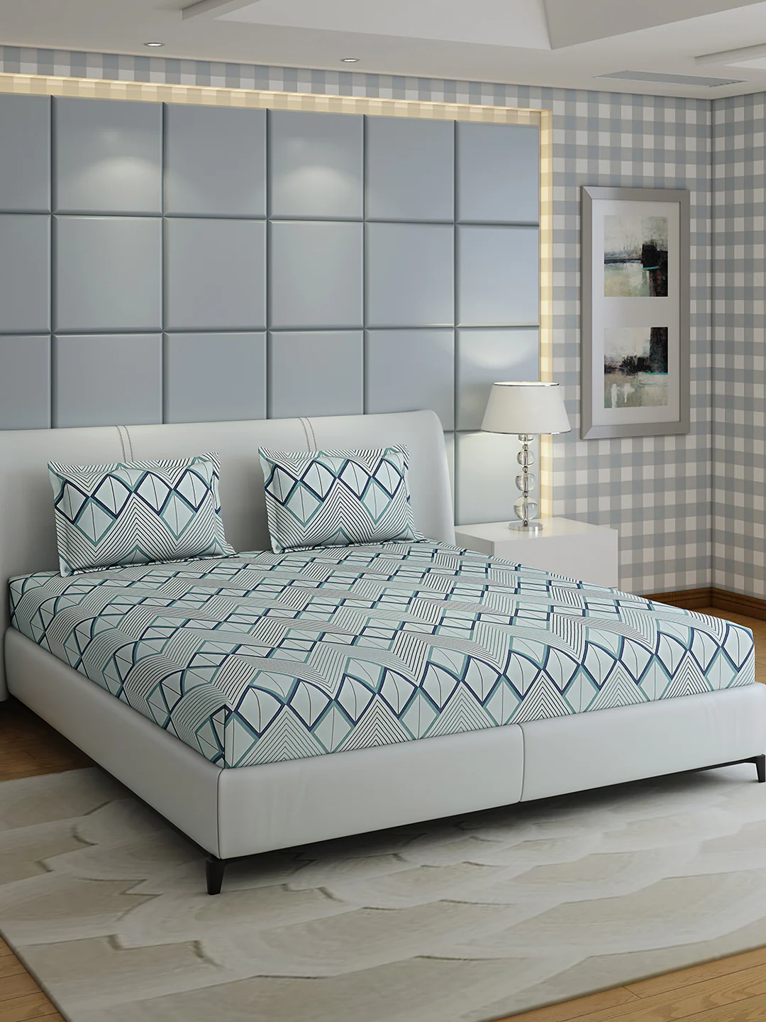 144 TC Cotton Double Bed 1 Bedsheet with 2 Pillow Covers (Fashnik)