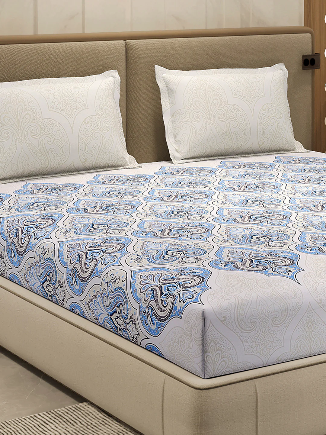 210 TC 100% Bamboo King 1 Bedsheet with 2 Pillow Cover (Eco-Ease)