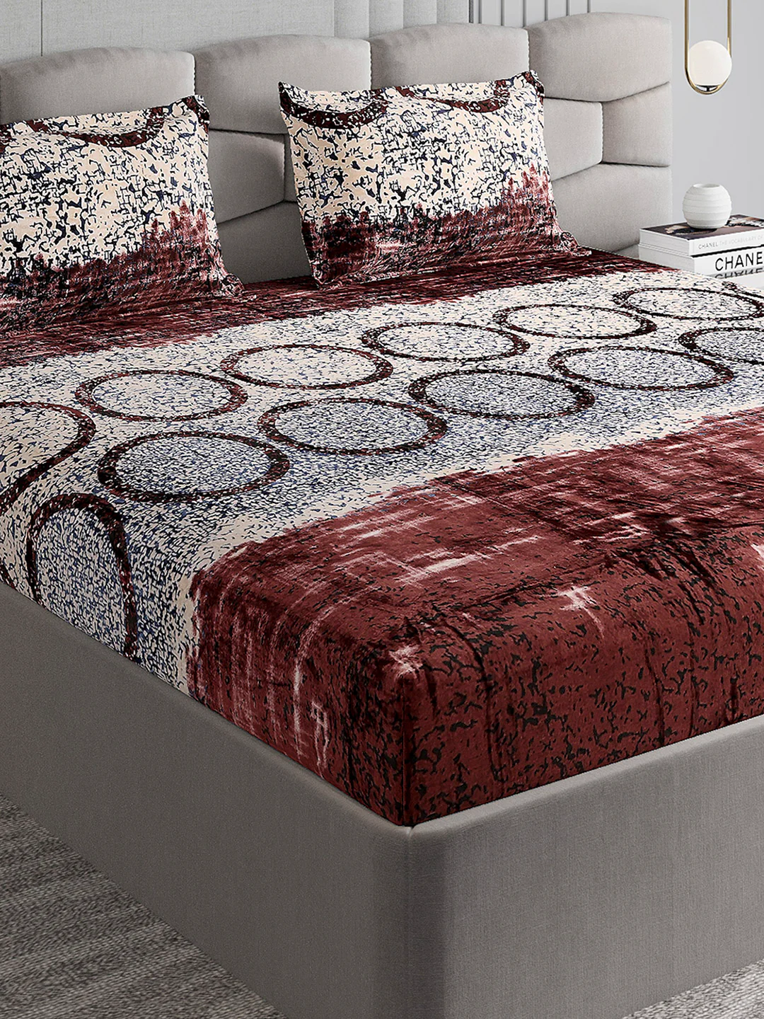 247 GSM 100% Polyester King Bed 1 Bedsheet with 2 Pillow Cover (Vibe)