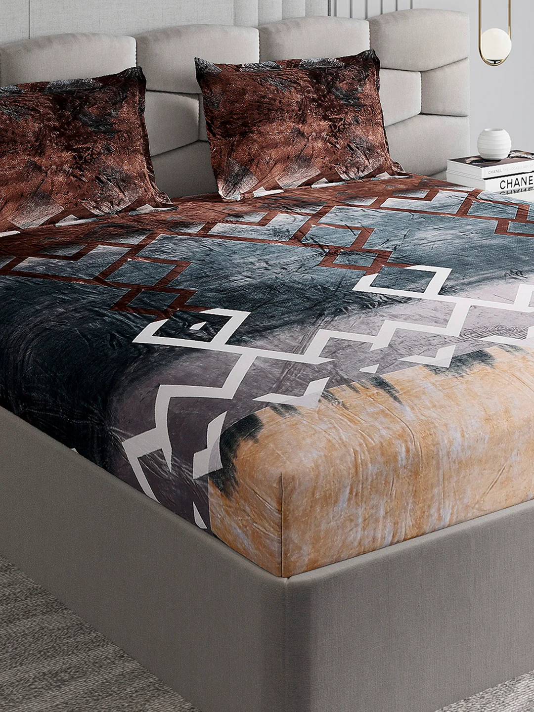 247 GSM 100% Polyester King Bed 1 Bedsheet with 2 Pillow Cover (Vibe)