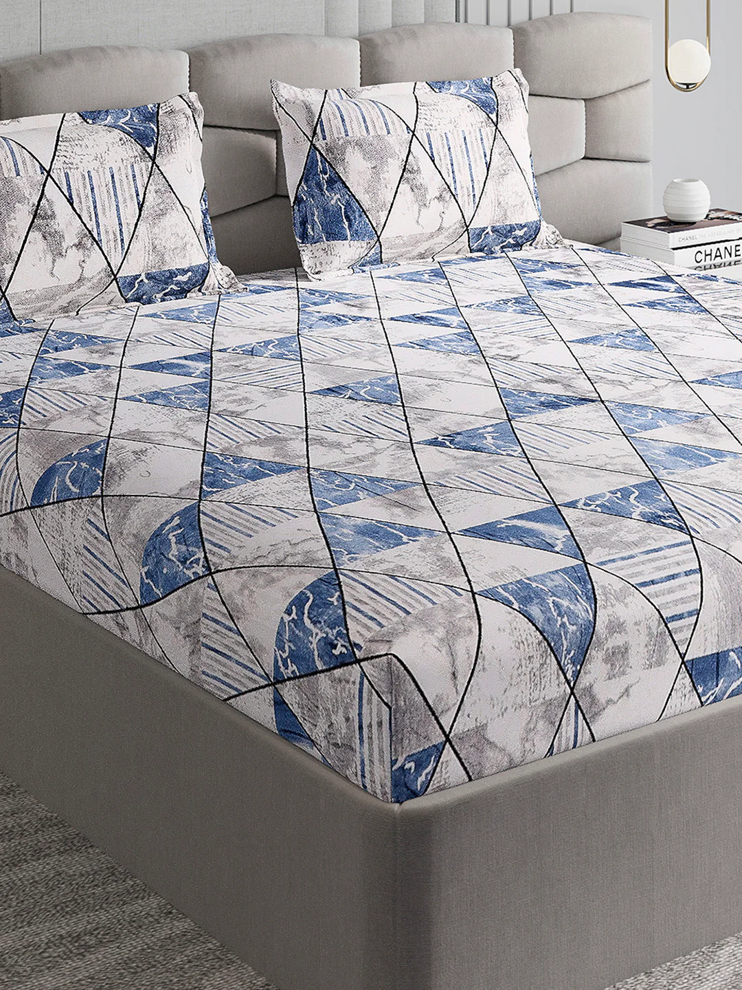 247 GSM 100% Polyester King Bed 1 Bedsheet with 2 Pillow Cover (Vibe)