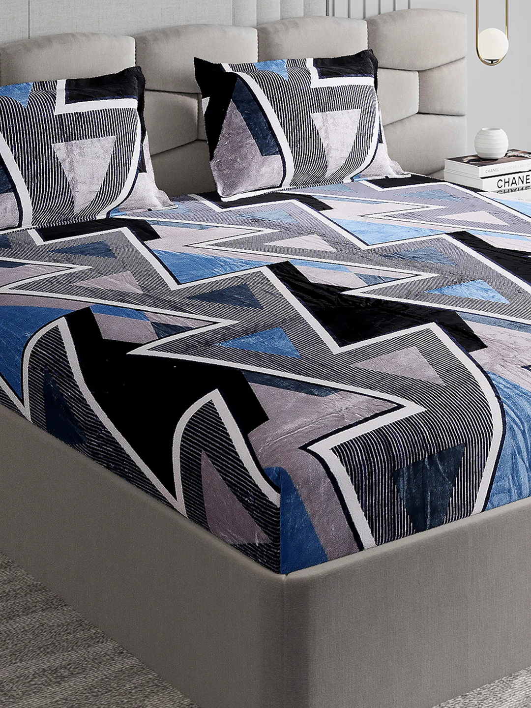247 GSM 100% Polyester King Bed 1 Bedsheet with 2 Pillow Cover (Vibe)