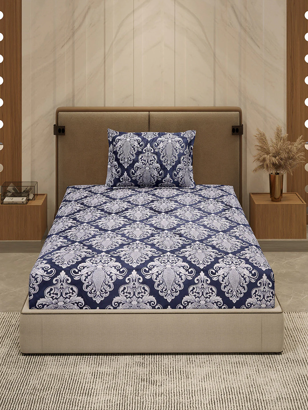 264 GSM 100% Polyester Single Bed 1 Bedsheet with 1 Pillow Cover (Nixie Piece) - Image 2