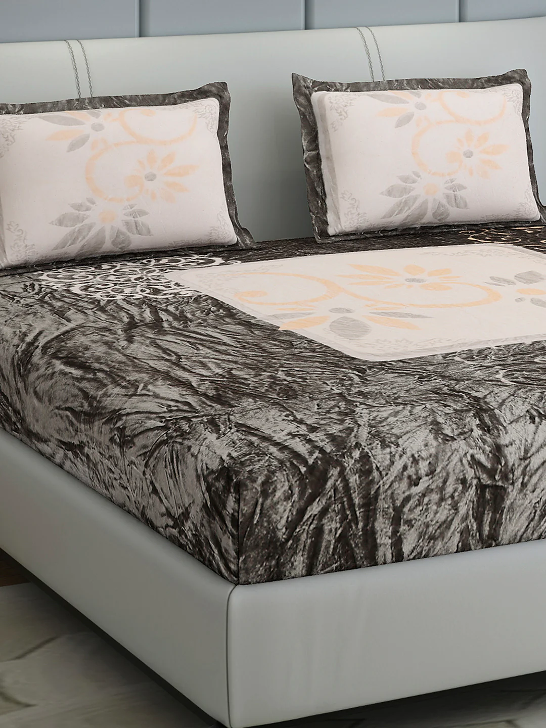 331 GSM 100% Polyester Double Bed 1 Bedsheet with 2 Pillow Cover (Miranda)