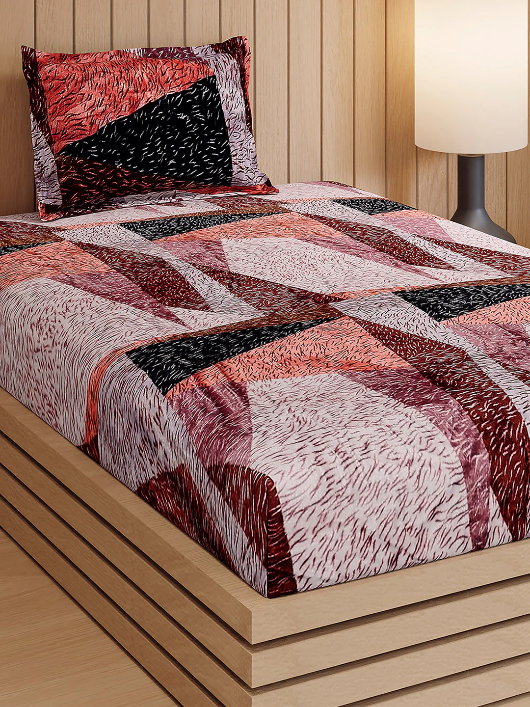 353 GSM 100% Polyester Single Bed 1 Bedsheet with 1 Pillow Cover (Ira)