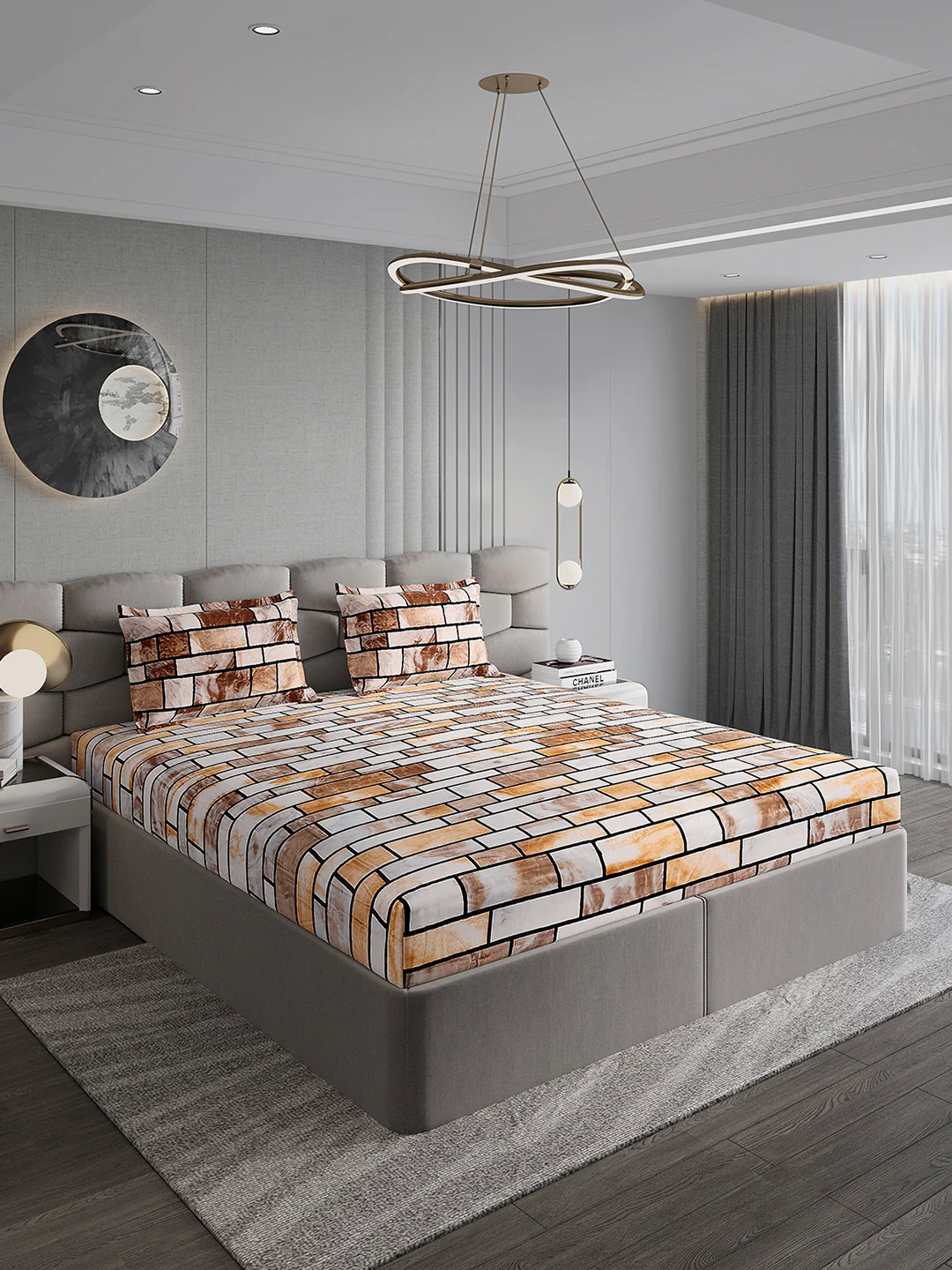 371 GSM 100% Polyester King Bed 1 Bedsheet with 2 Pillow Cover (Rubina King) - Image 4