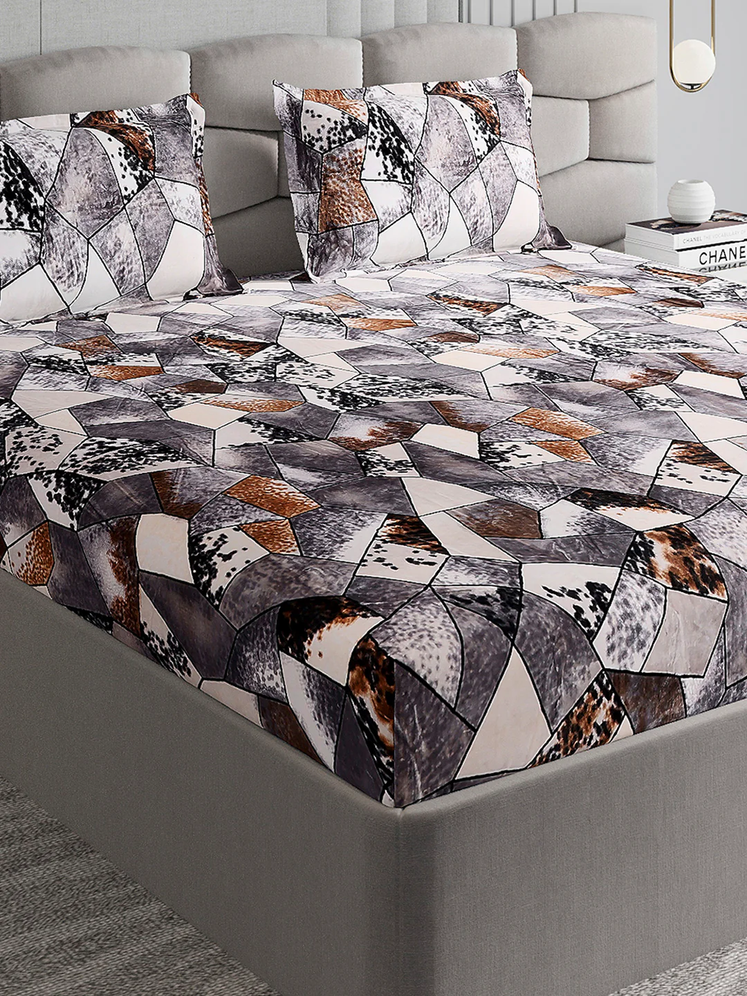 371 GSM 100% Polyester King Bed 1 Bedsheet with 2 Pillow Cover (Rubina King)
