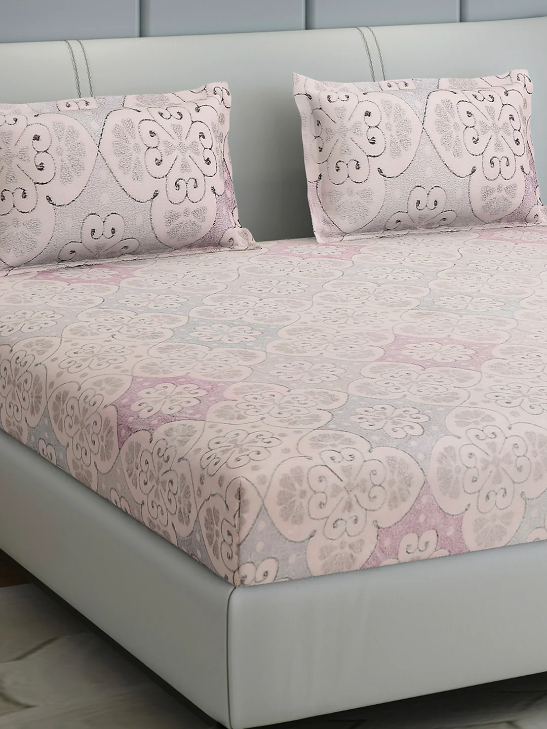 378 GSM 100% Polyester King Bed 1 Bedsheet with 2 Pillow Cover (Hill Top)