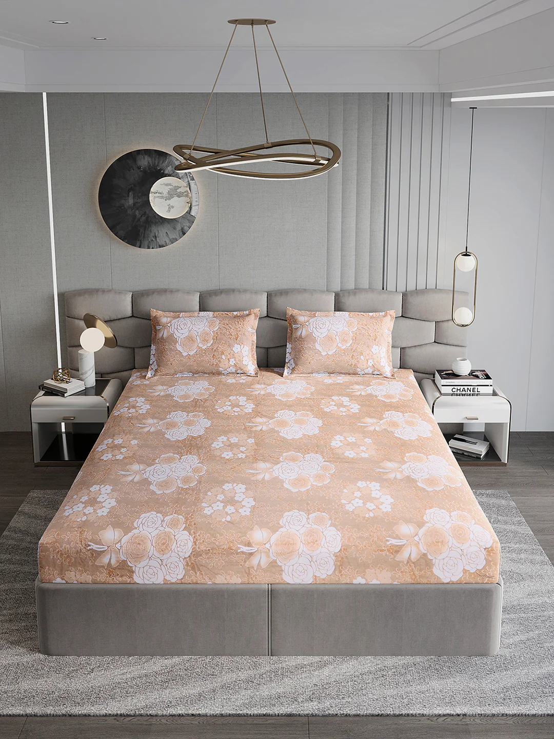 393 GSM 100% Polyester King Bed 1 Bedsheet with 2 Pillow Cover (Golden Choice) - Image 3