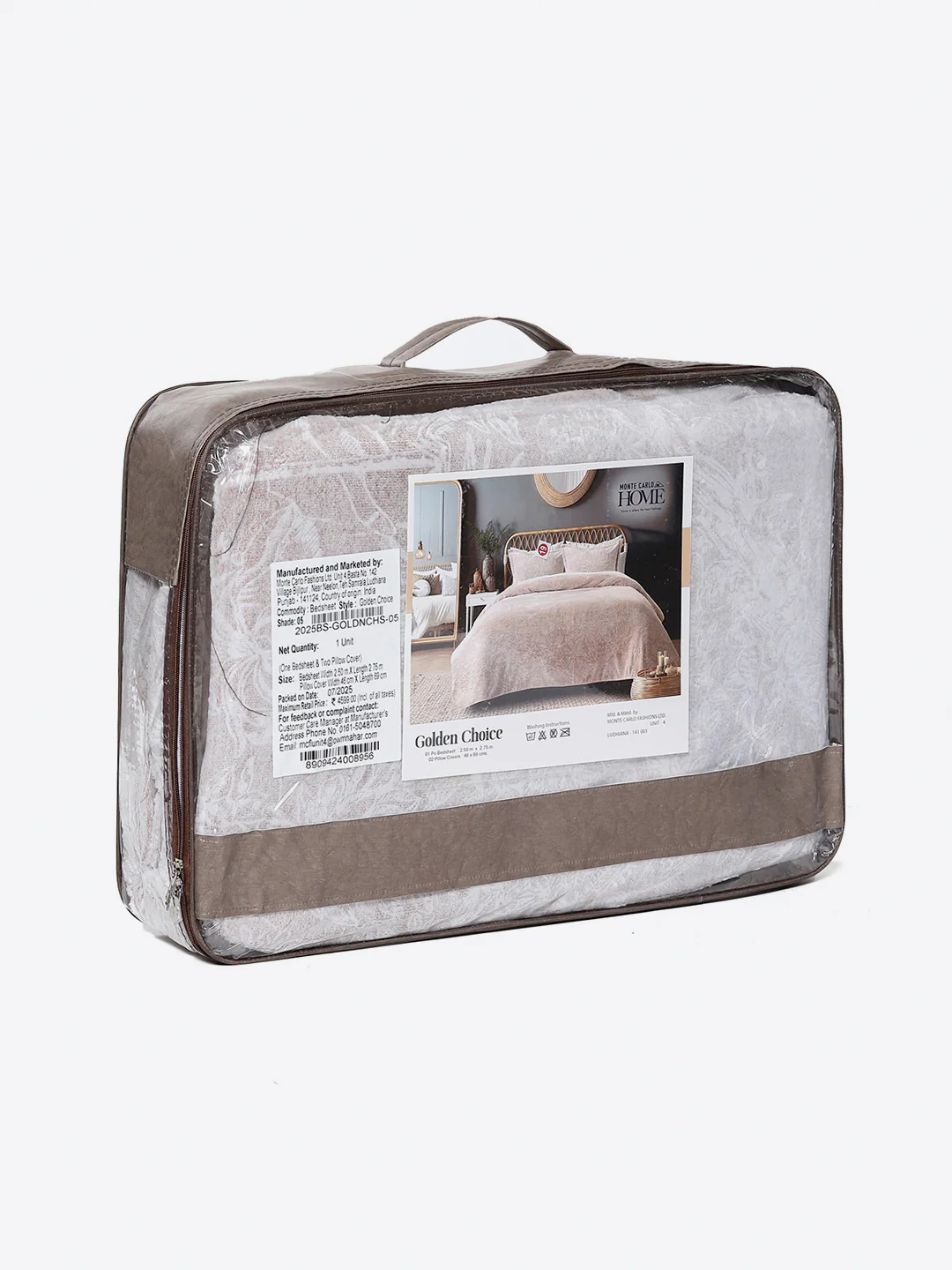 393 GSM 100% Polyester King Bed 1 Bedsheet with 2 Pillow Cover (Golden Choice) - Image 9