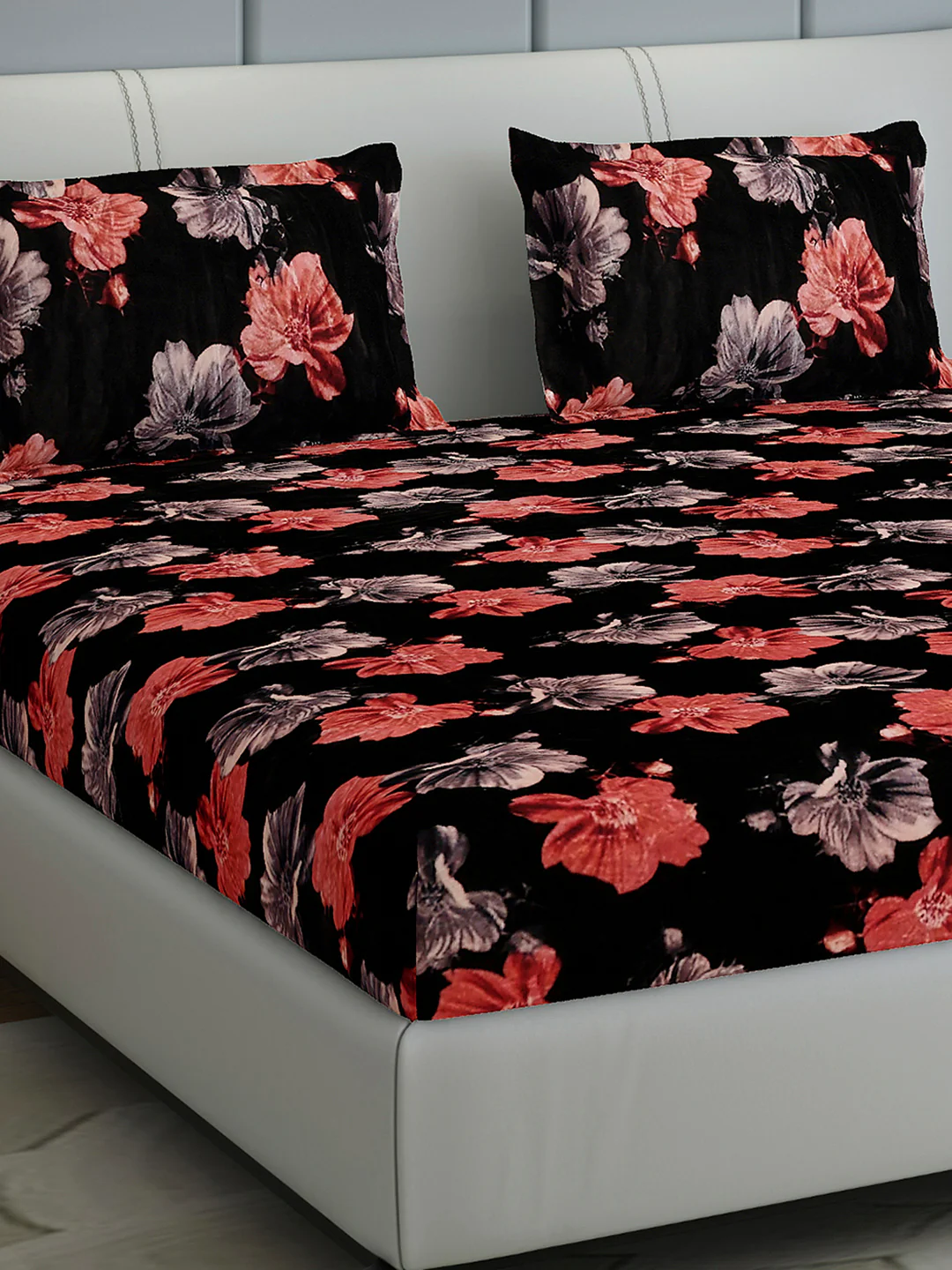 413 GSM 100% Polyester King Bed 1 Bedsheet with 2 Pillow Cover (Aura)
