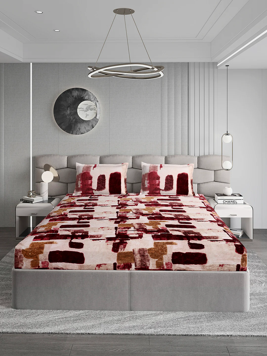 495 GSM 100% Polyester King Bed 1 Bedsheet with 2 Pillow Cover (Gold Mine) - Image 2