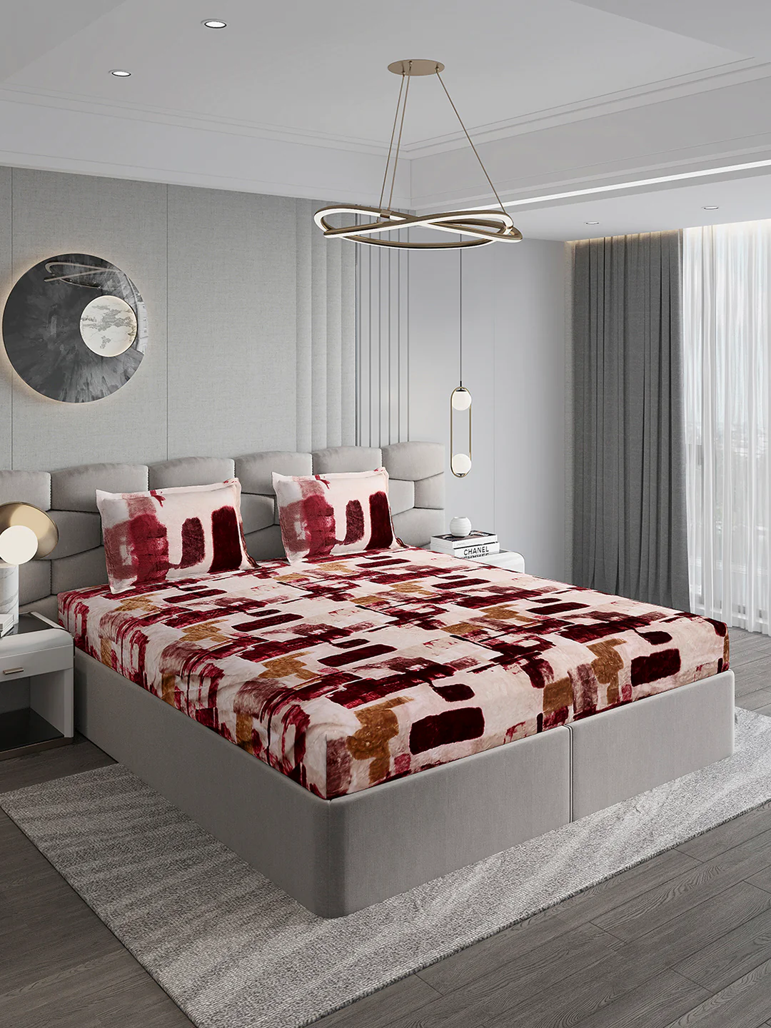 495 GSM 100% Polyester King Bed 1 Bedsheet with 2 Pillow Cover (Gold Mine) - Image 4