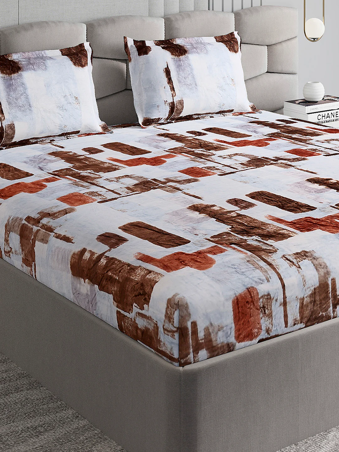 495 GSM 100% Polyester King Bed 1 Bedsheet with 2 Pillow Cover (Gold Mine)