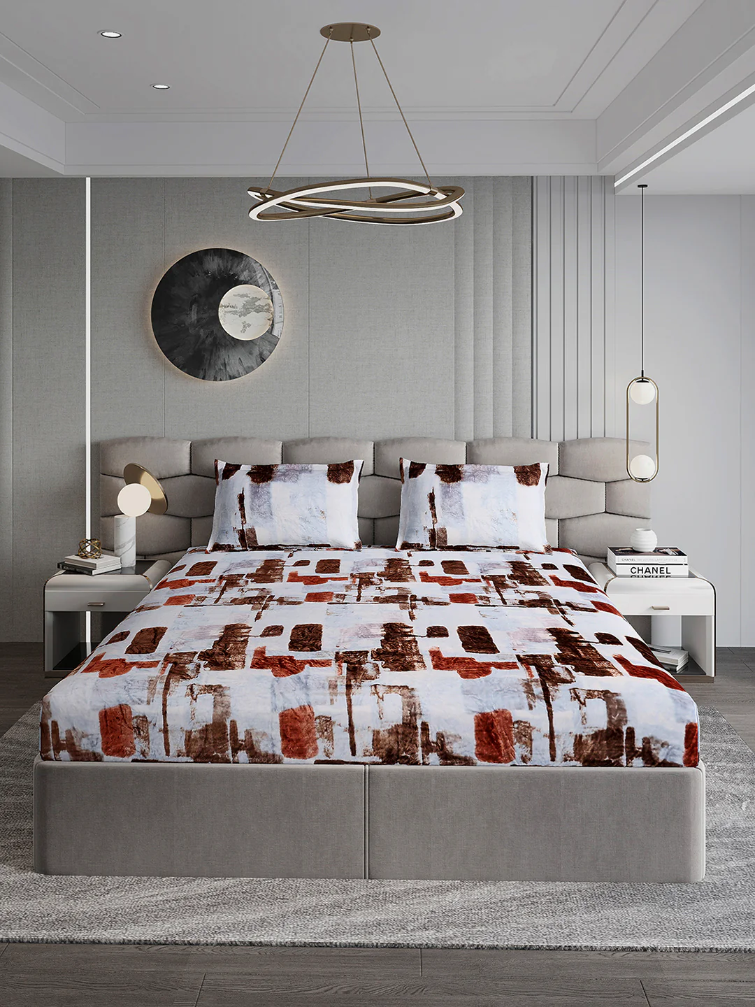 495 GSM 100% Polyester King Bed 1 Bedsheet with 2 Pillow Cover (Gold Mine) - Image 2