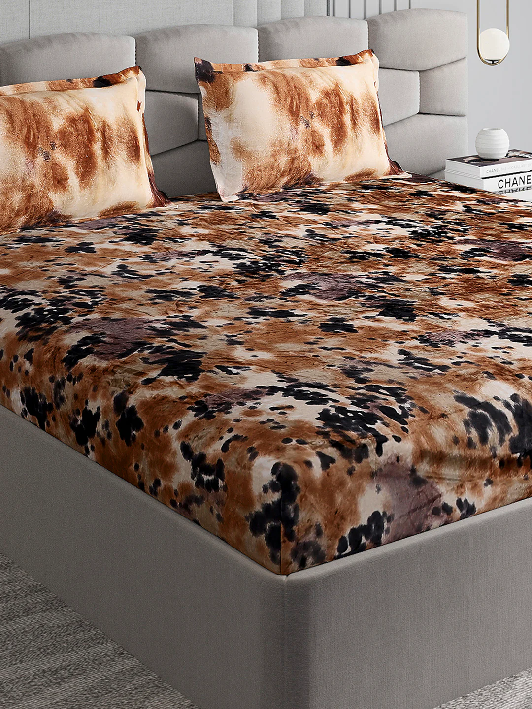 495 GSM 100% Polyester King Bed 1 Bedsheet with 2 Pillow Cover (Gold Mine)