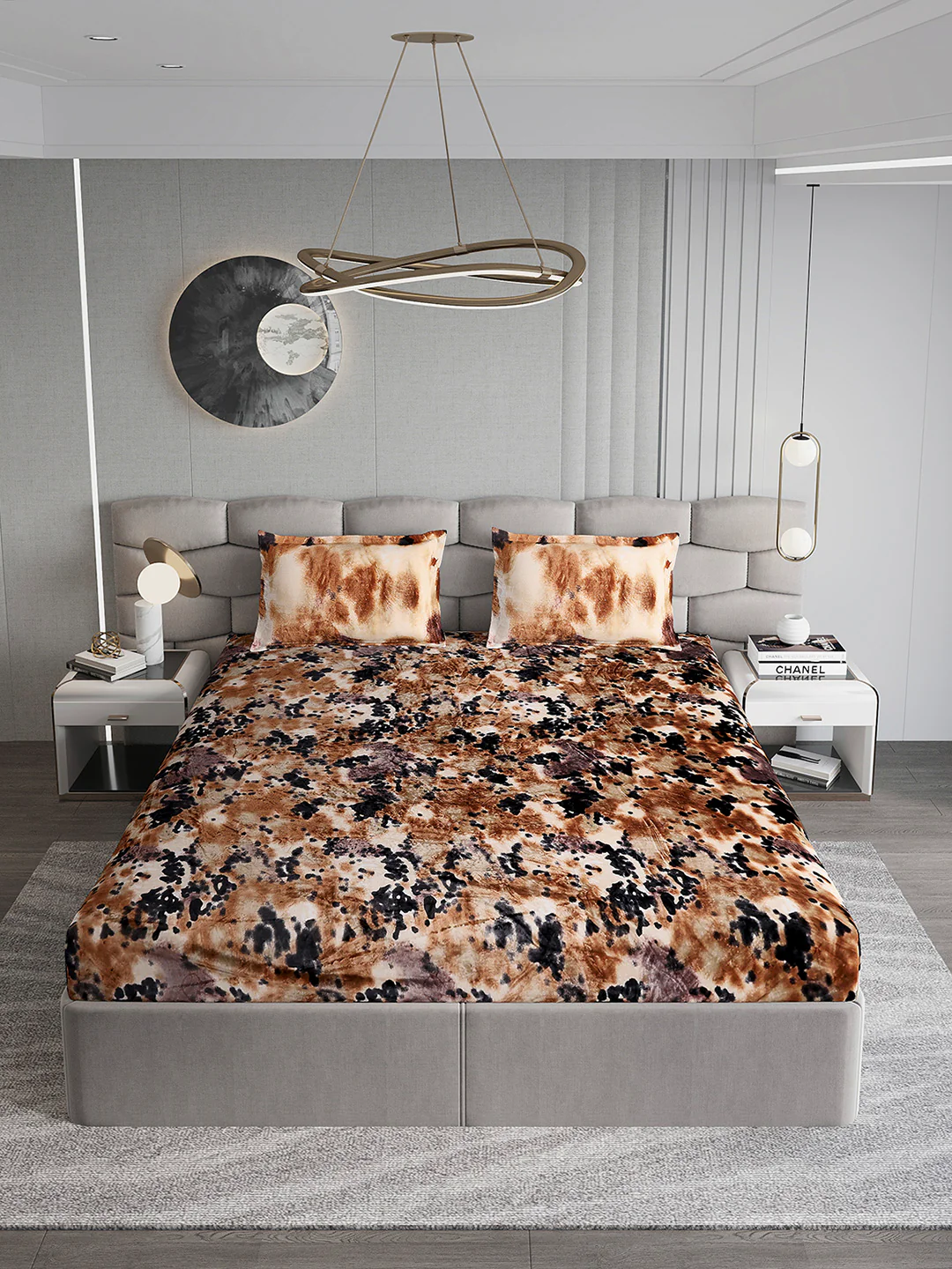495 GSM 100% Polyester King Bed 1 Bedsheet with 2 Pillow Cover (Gold Mine) - Image 3