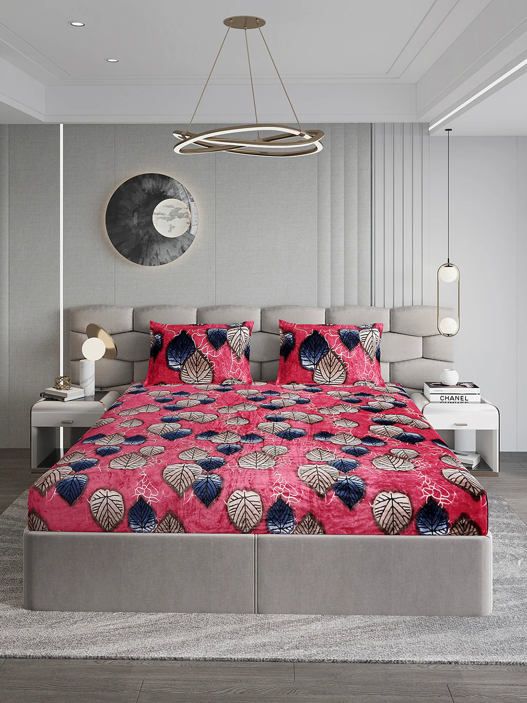 495 GSM 100% Polyester King Bed 1 Bedsheet with 2 Pillow Cover (Gold Mine) - Image 2
