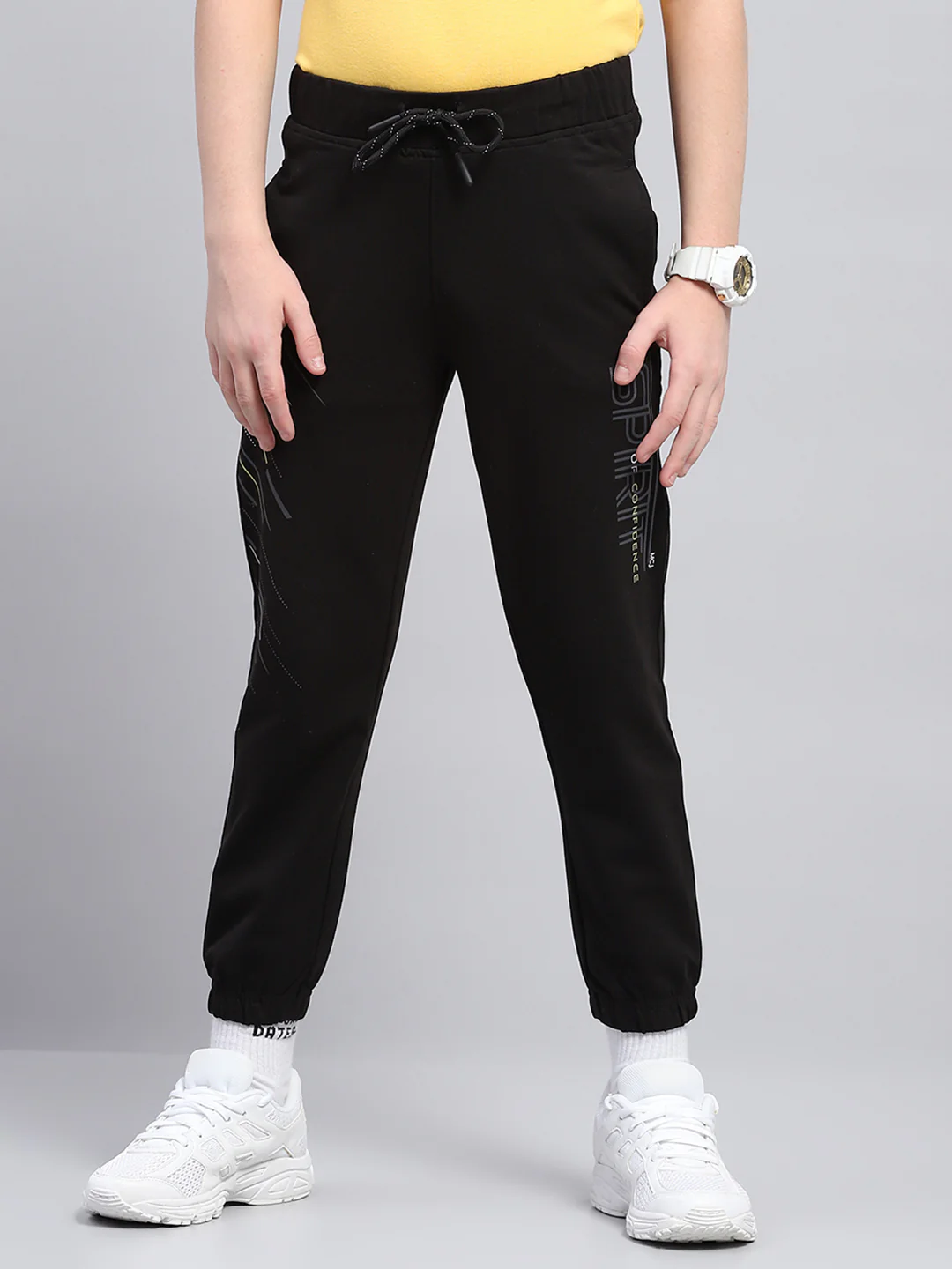 Boys Black Printed Regular Fit Lower