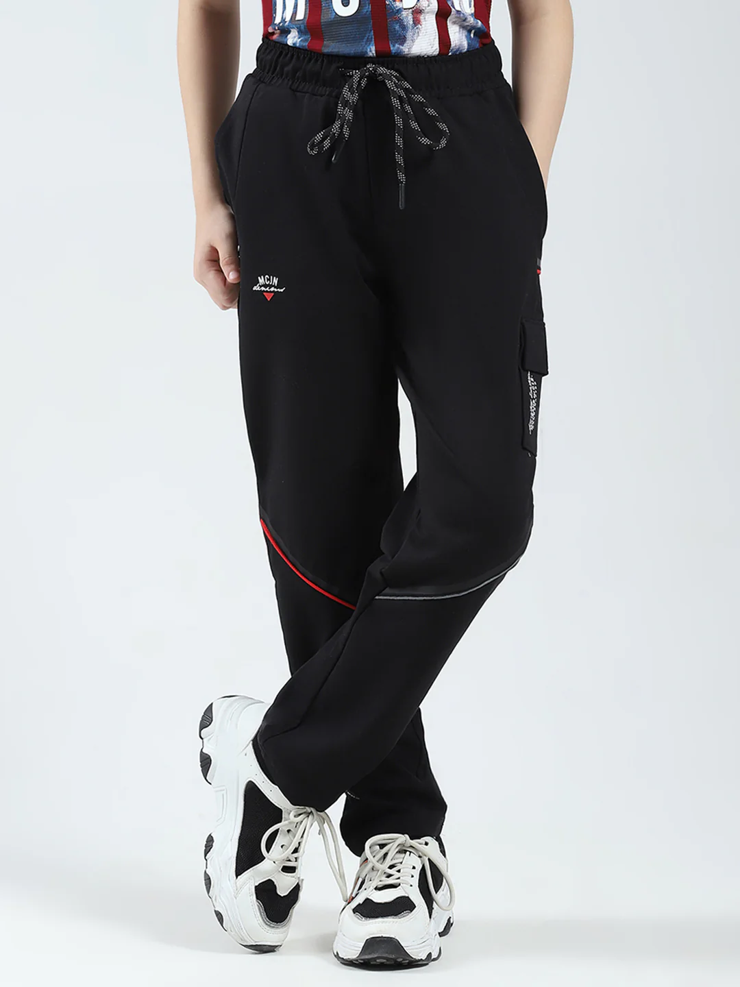 Boys Black Printed Regular Fit Lower