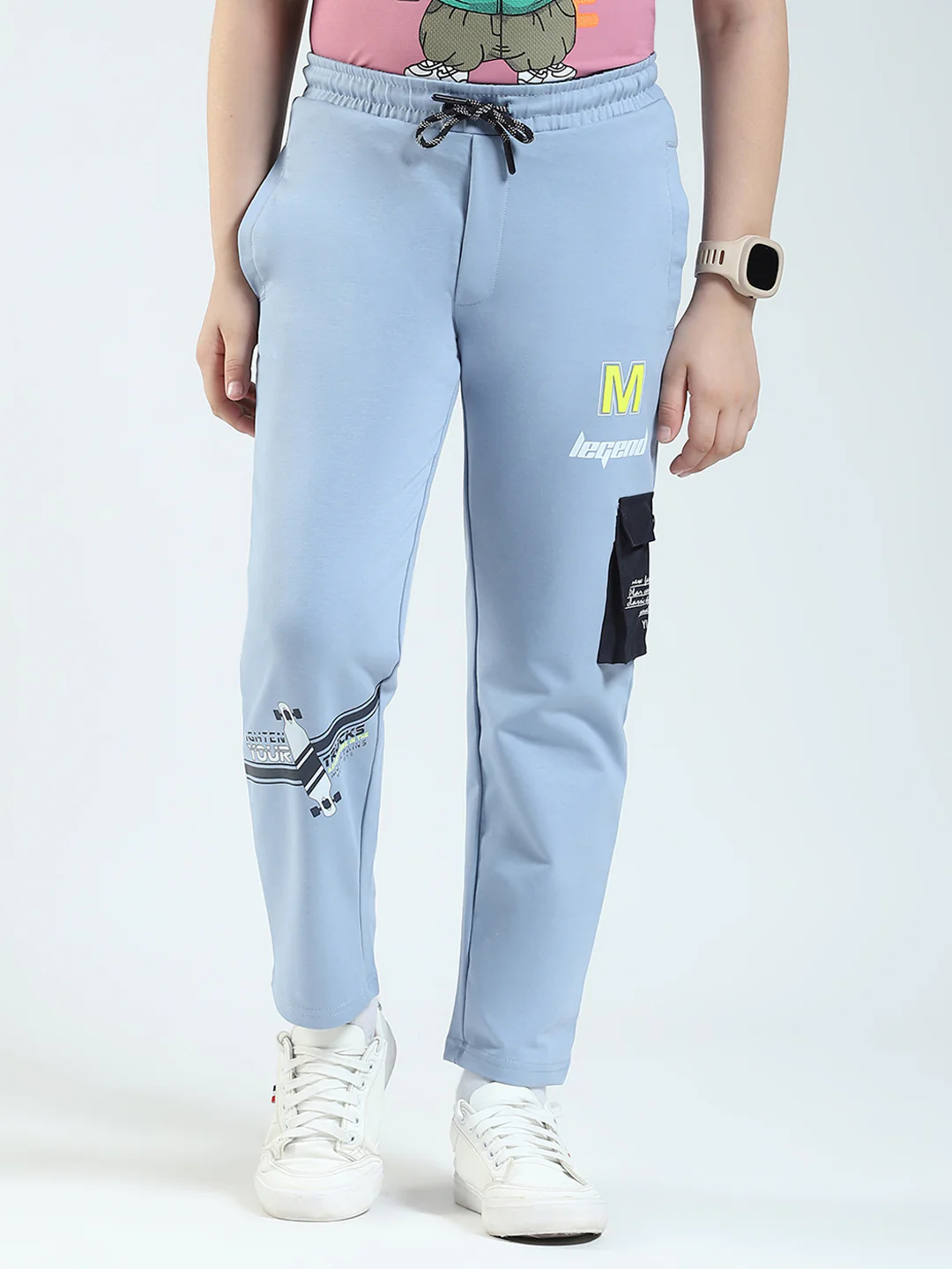 Boys Blue Solid Regular Fit Lower