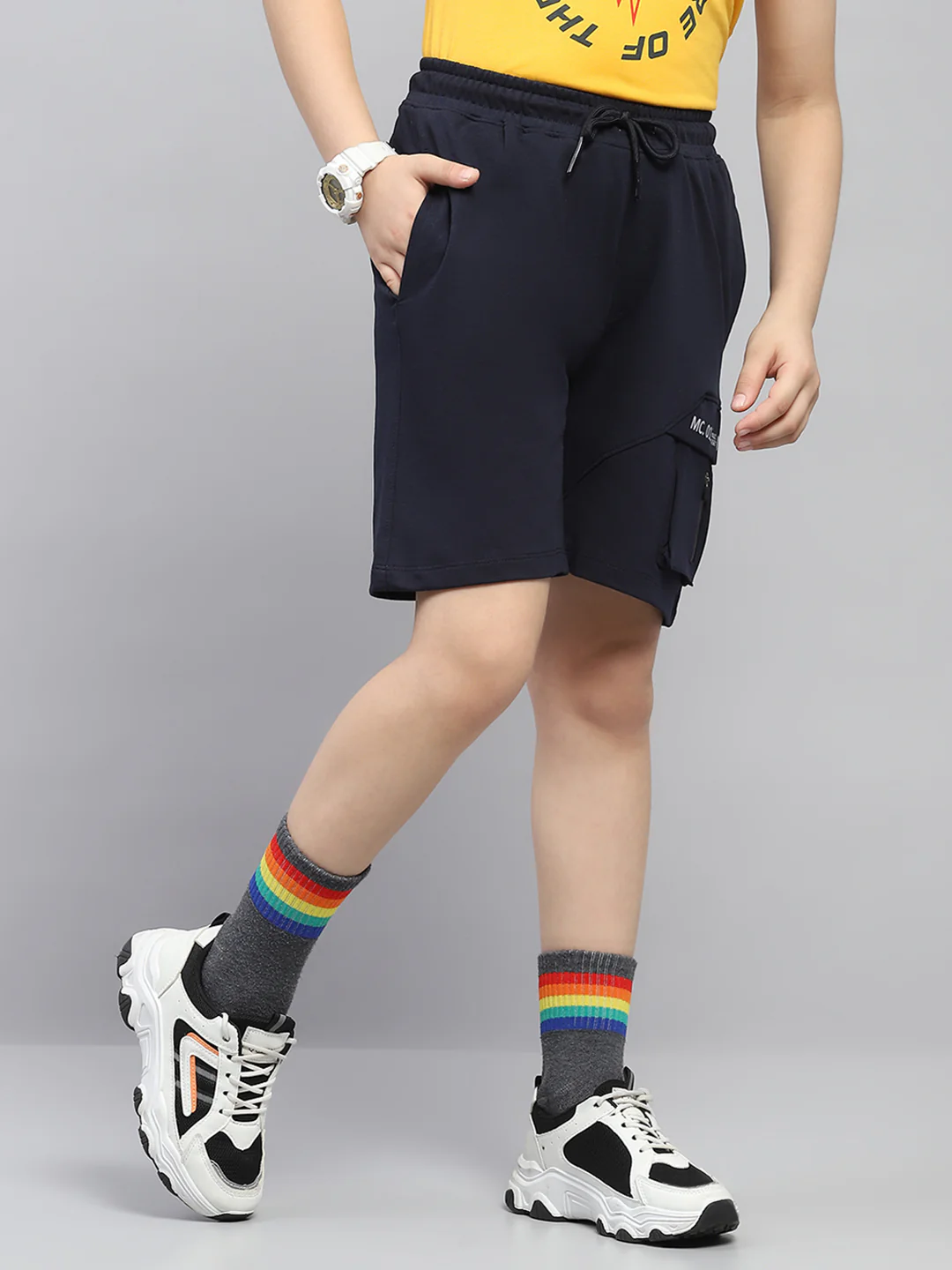 Boys Navy Blue Printed Bermuda - Image 4