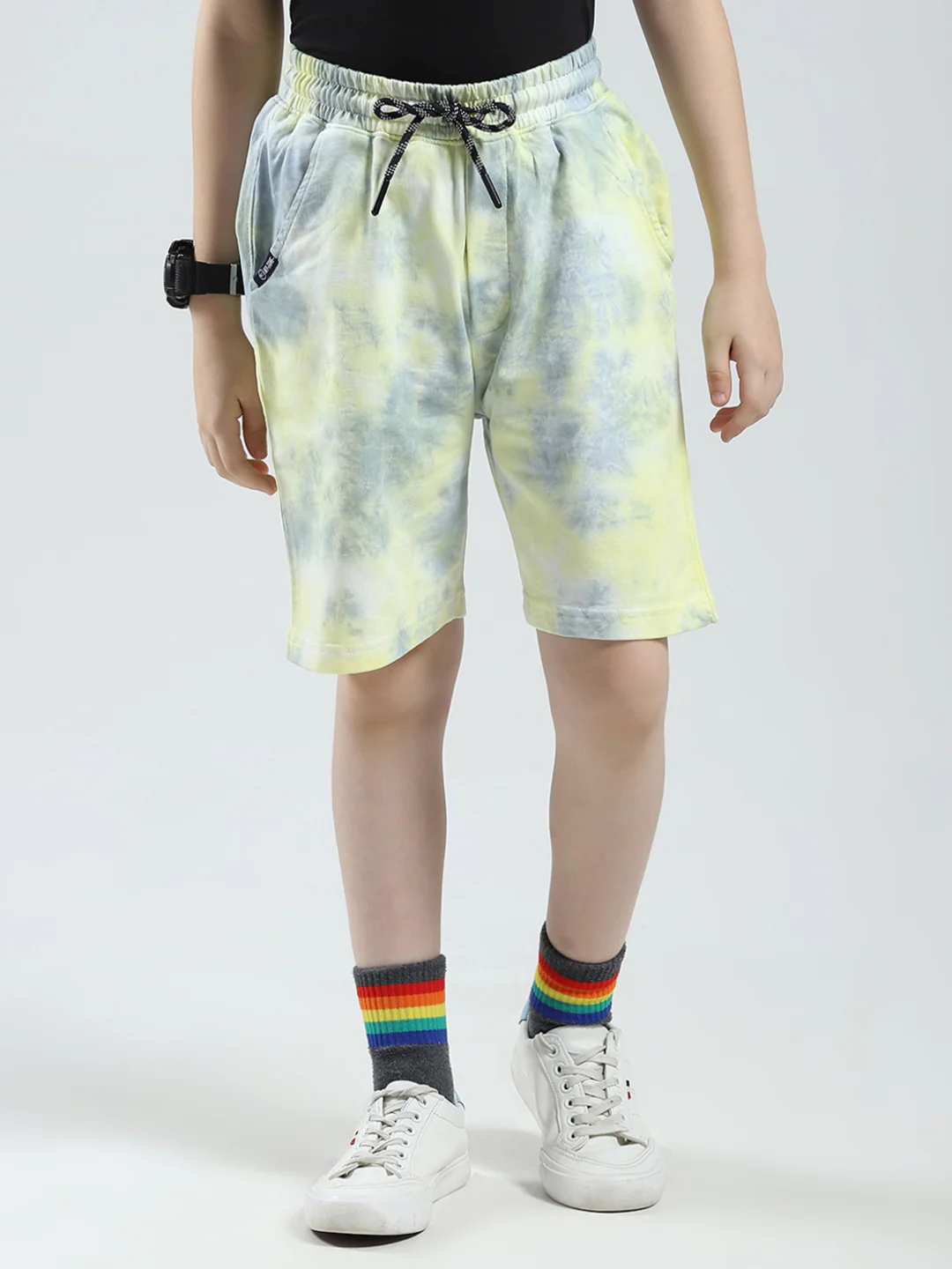 Boys Yellow Printed Regular Fit Bermuda