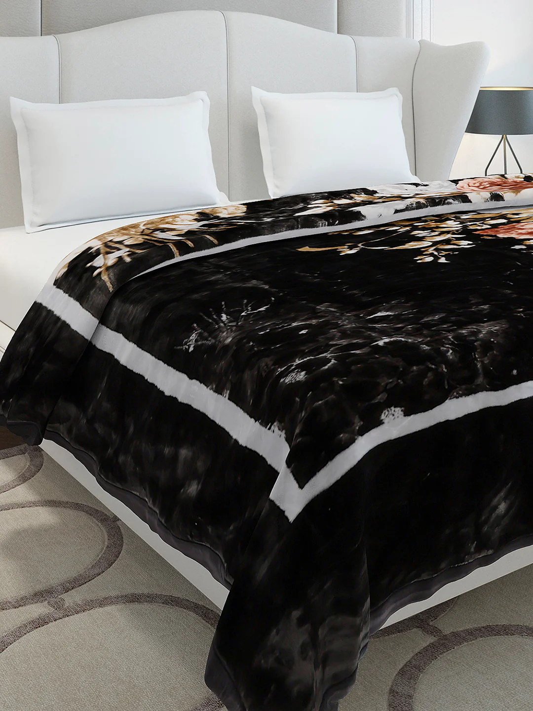 Floral Printed Double Bed 2 Ply, 947 GSM Blanket for Heavy Winter - (Bandhan) with Fragrance