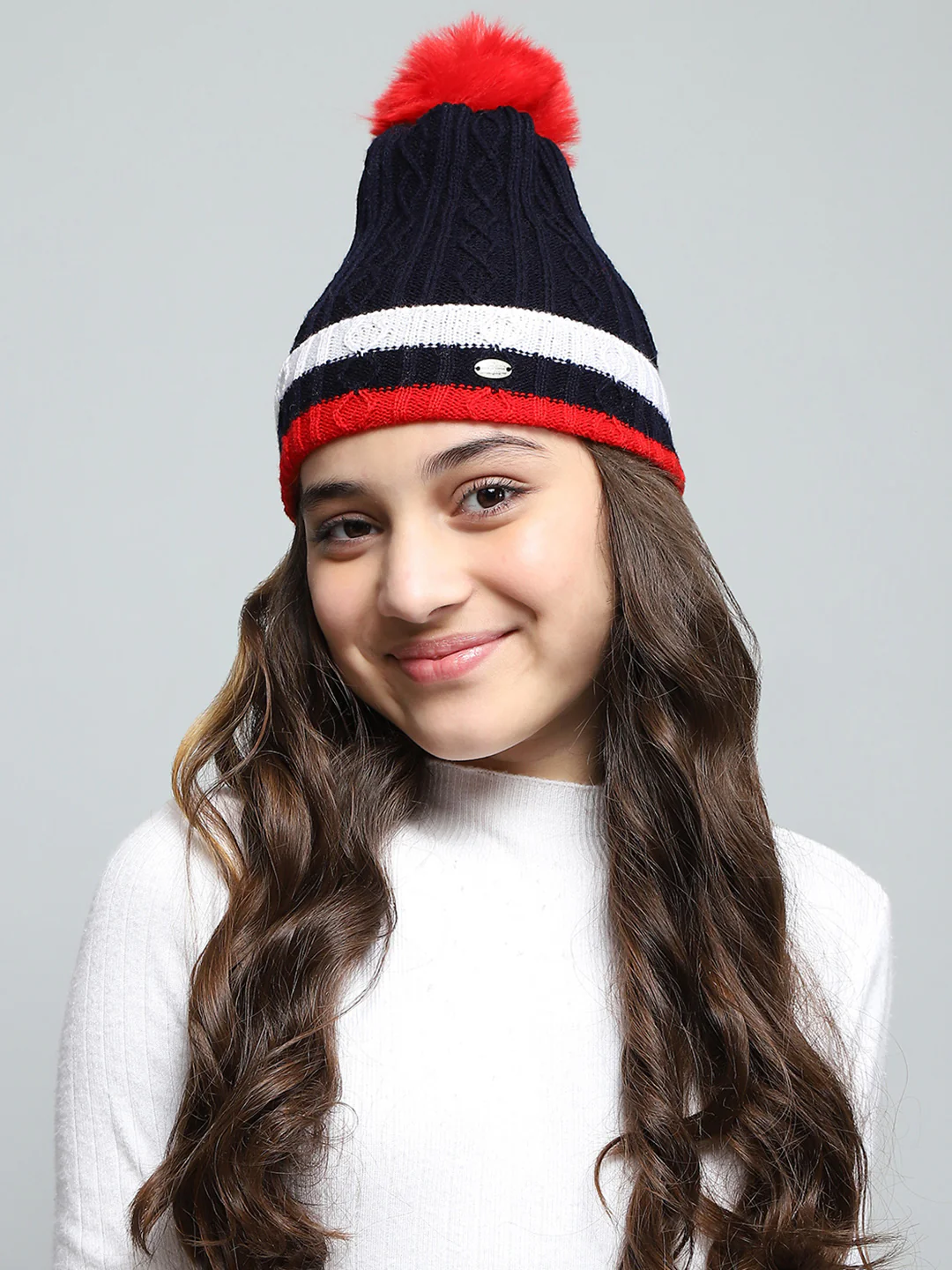 Kids Navy Blue Self Design Cap