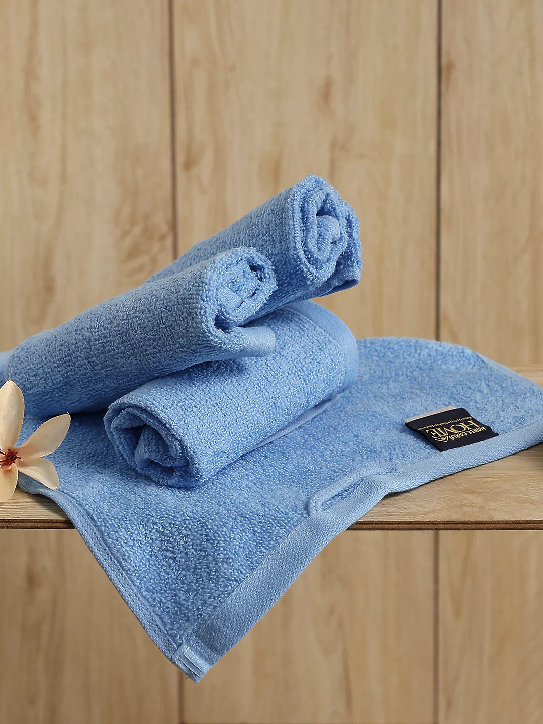 Light Blue Cotton Solid 600 GSM Face Towel (Pack of 4)