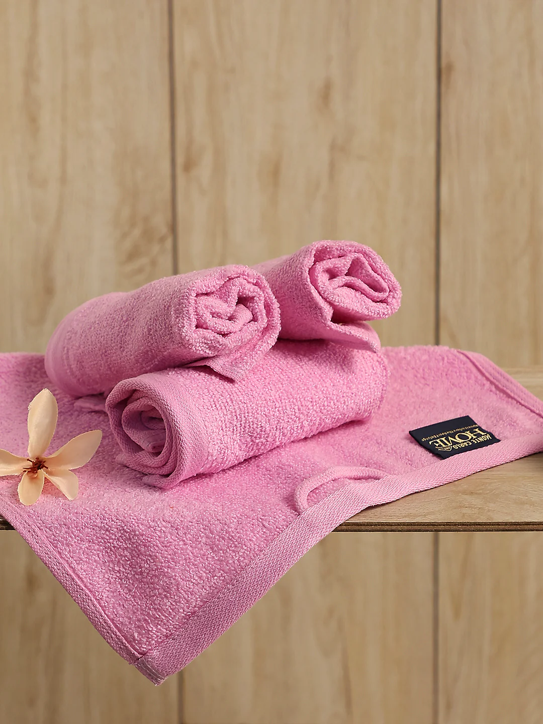 Light Pink Cotton Solid 600 GSM Face Towel (Pack of 4)