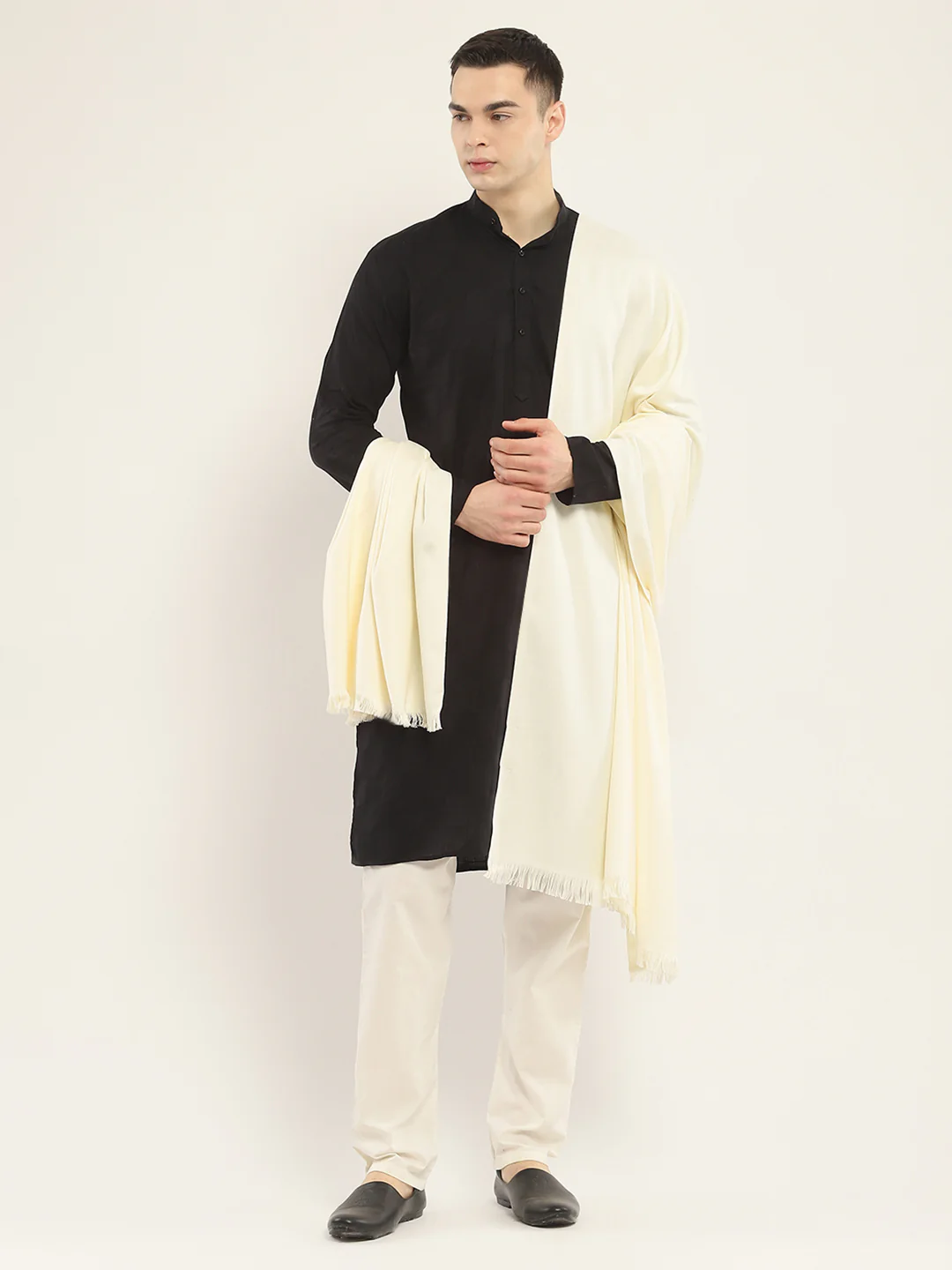 Men Beige Solid Lohi Shawl