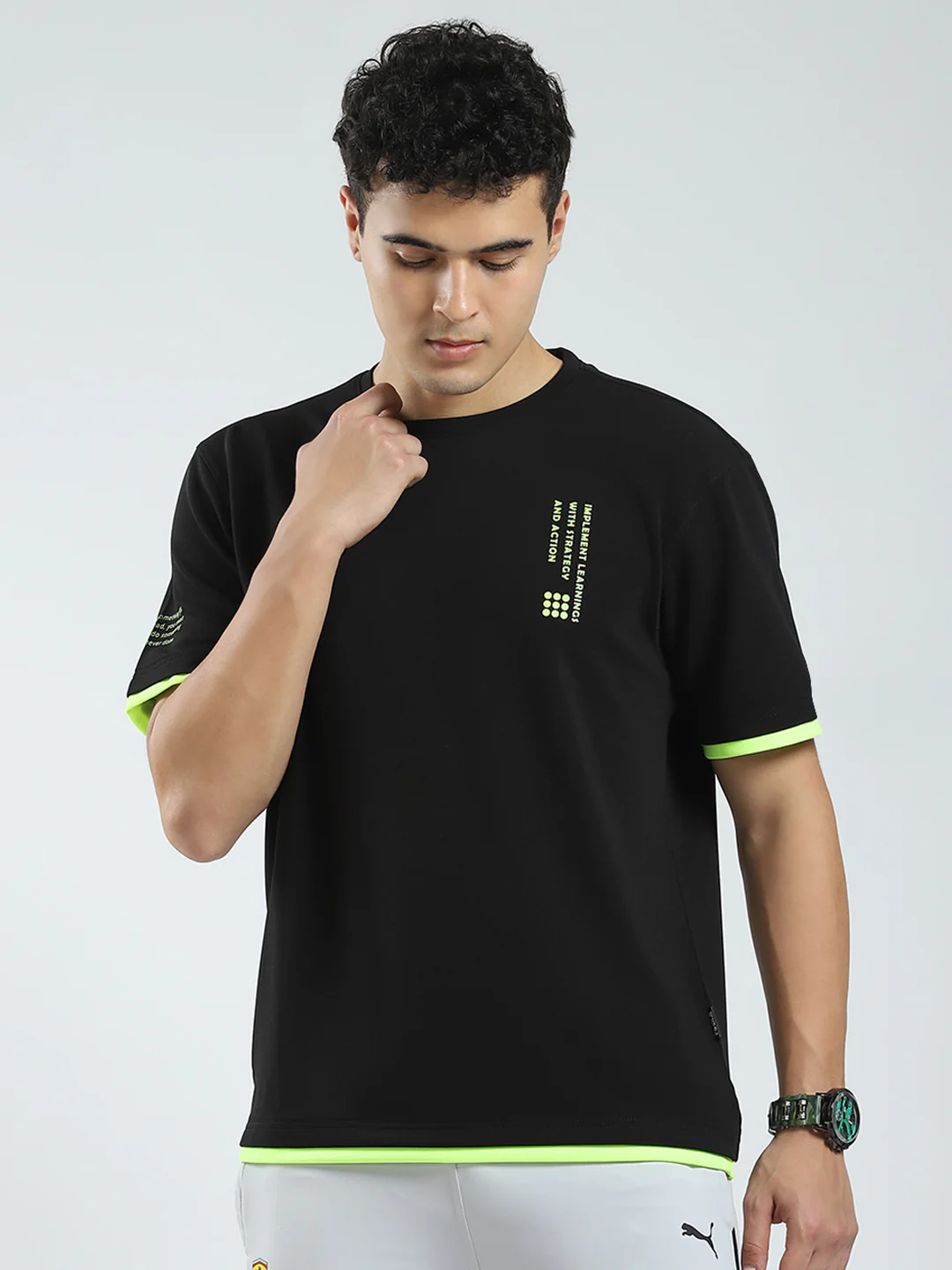 Rock.it Men Black Printed Round Neck Half Sleeve T-Shirt