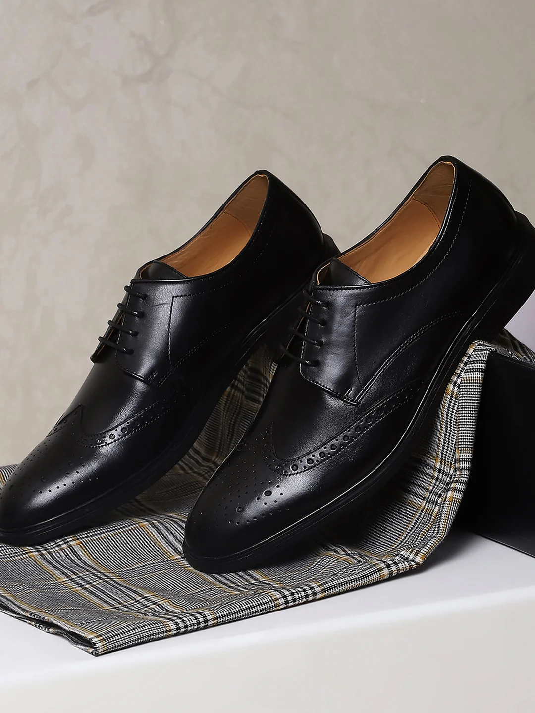 Monte Carlo Black Formal Brogue Lace Up Shoes for Men