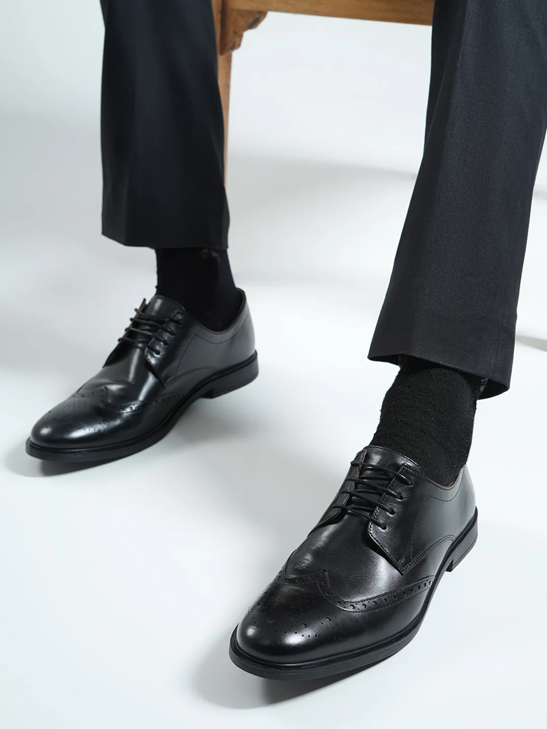 Monte Carlo Black Formal Brogue Lace Up Shoes for Men - Image 10